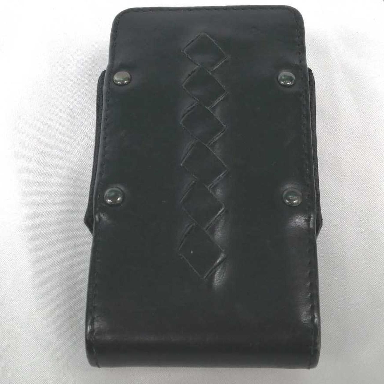 Auth BOTTEGA VENETA Cigarette case Men’s Black Leather Belt loop attachment