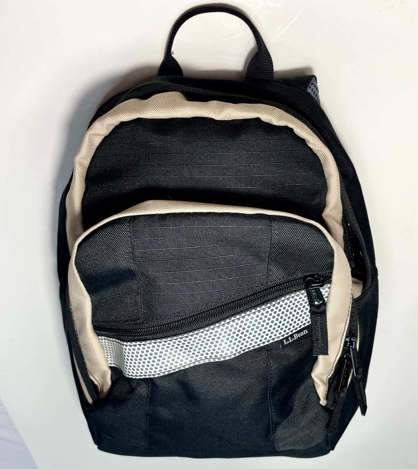 Vtg L.L. Bean Grid Ripstop Sling Backpack Black Grey Tan Reflective Y2K Techwear