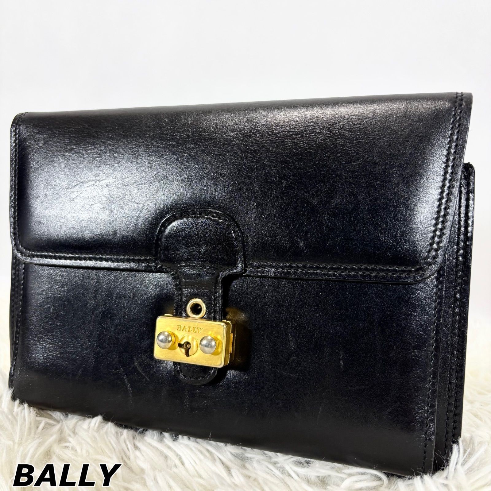 BALLY Clutch Bag Multiple Compartments High Functionality Leather 18x24x4cm