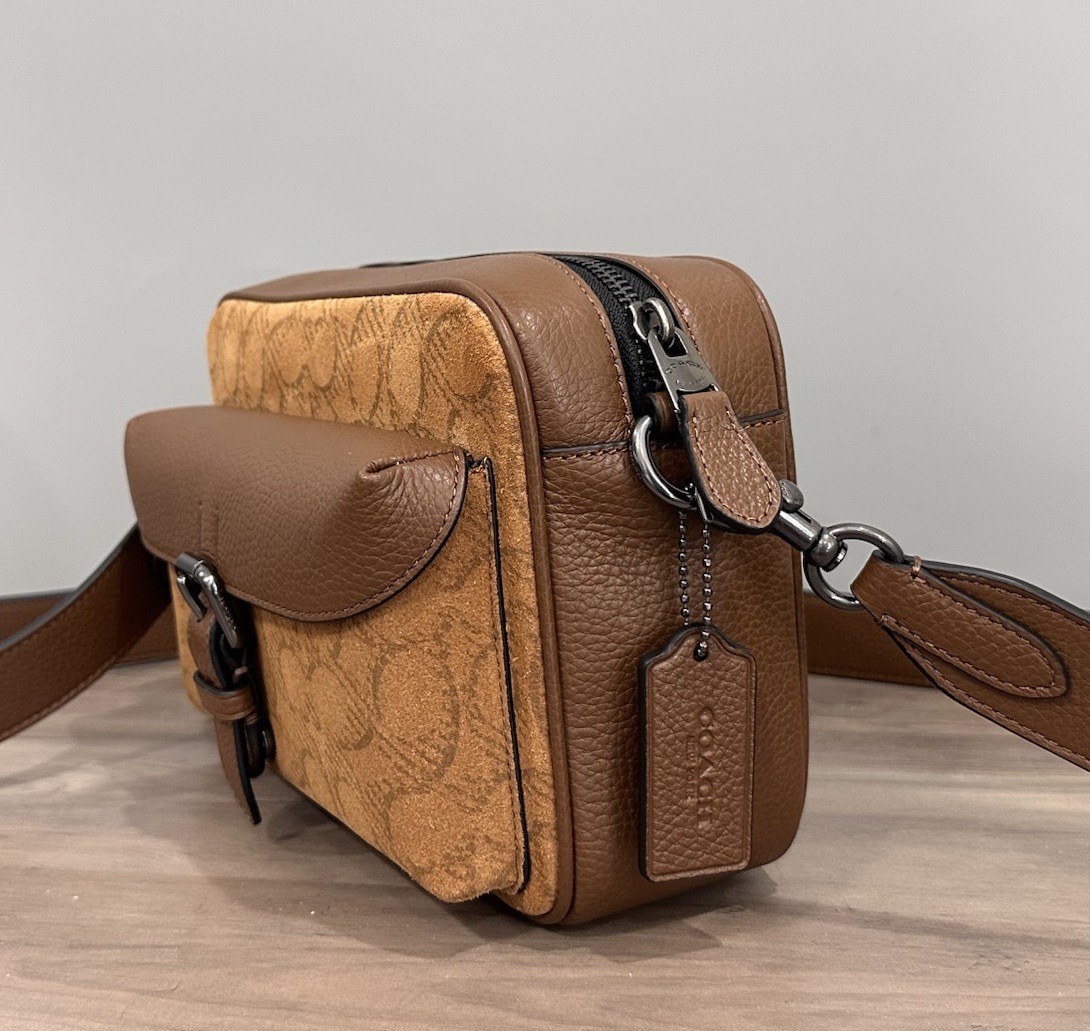 COACH CCG08 Warner Crossbody Bag In Signature Suede & Refined Pebble Leather