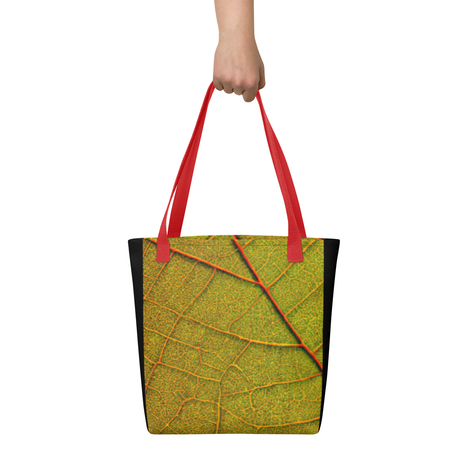 Vibrant Veinwork – Nature-Inspired Leaf Tote Bag
