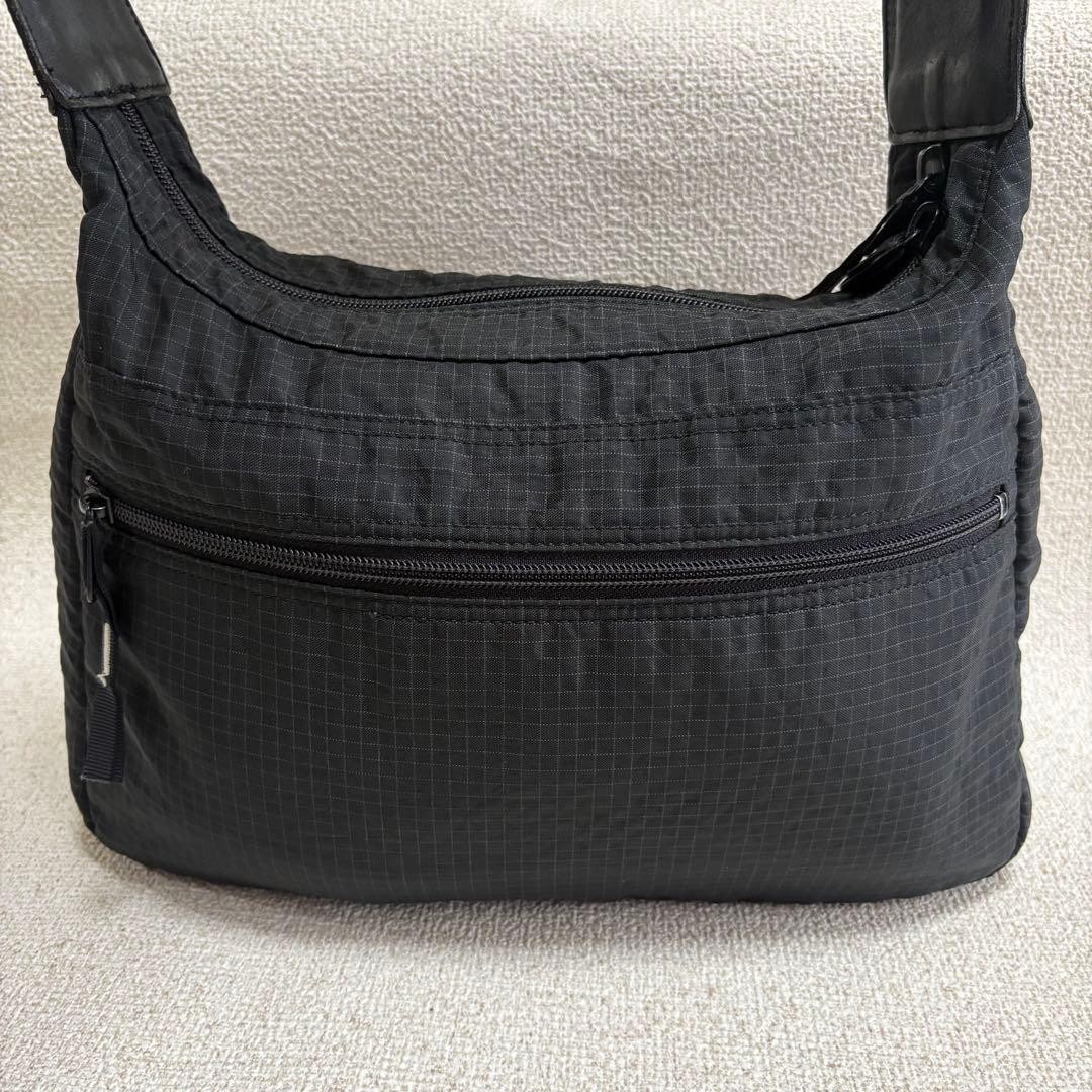 Authentic PORTER Yoshida Nylon Desert Shoulder Bag Black 23x34cm Damaged Bottom,