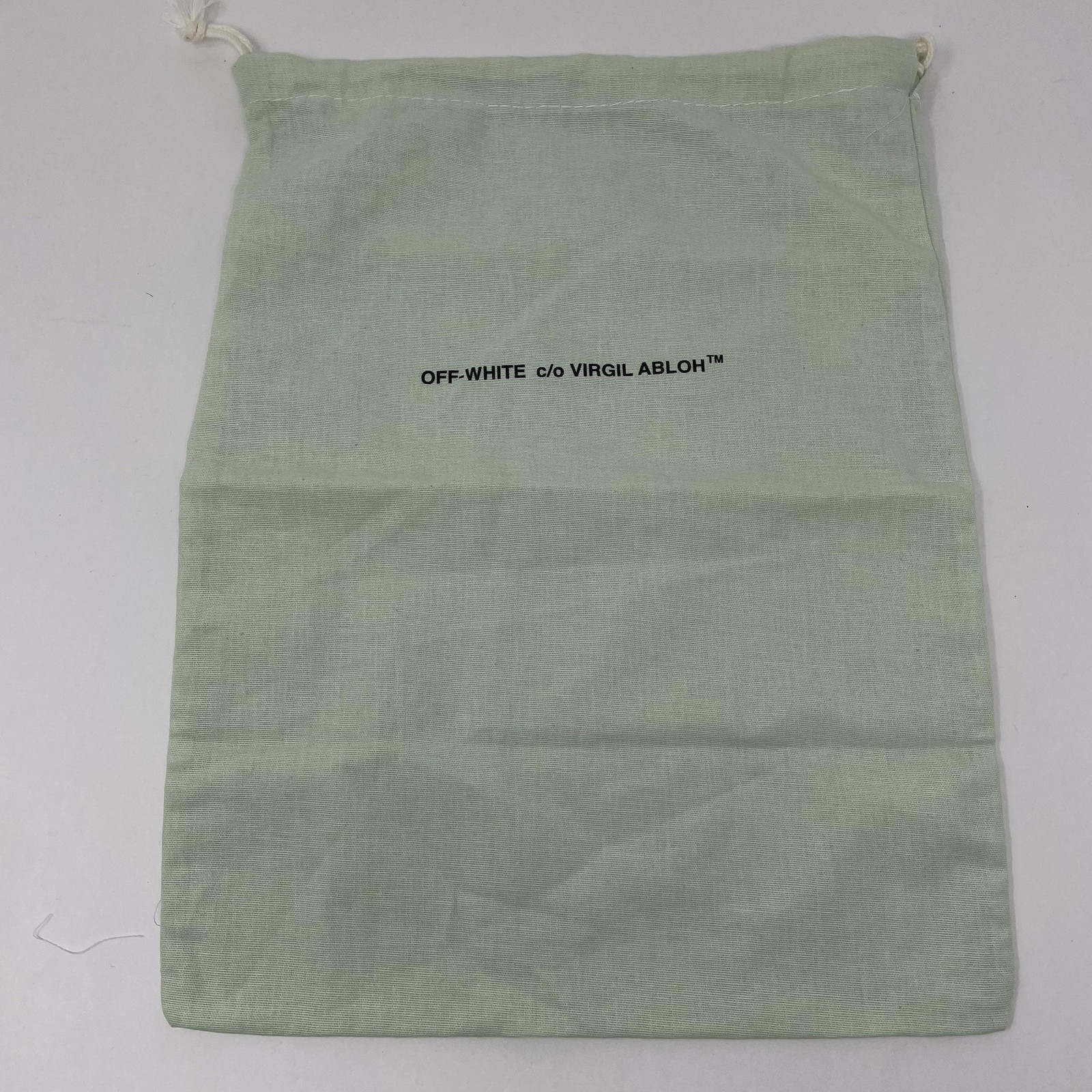 Off-White Drawstring Dust Bag Medium Green Cotton Logo Storage Virgil Abloh