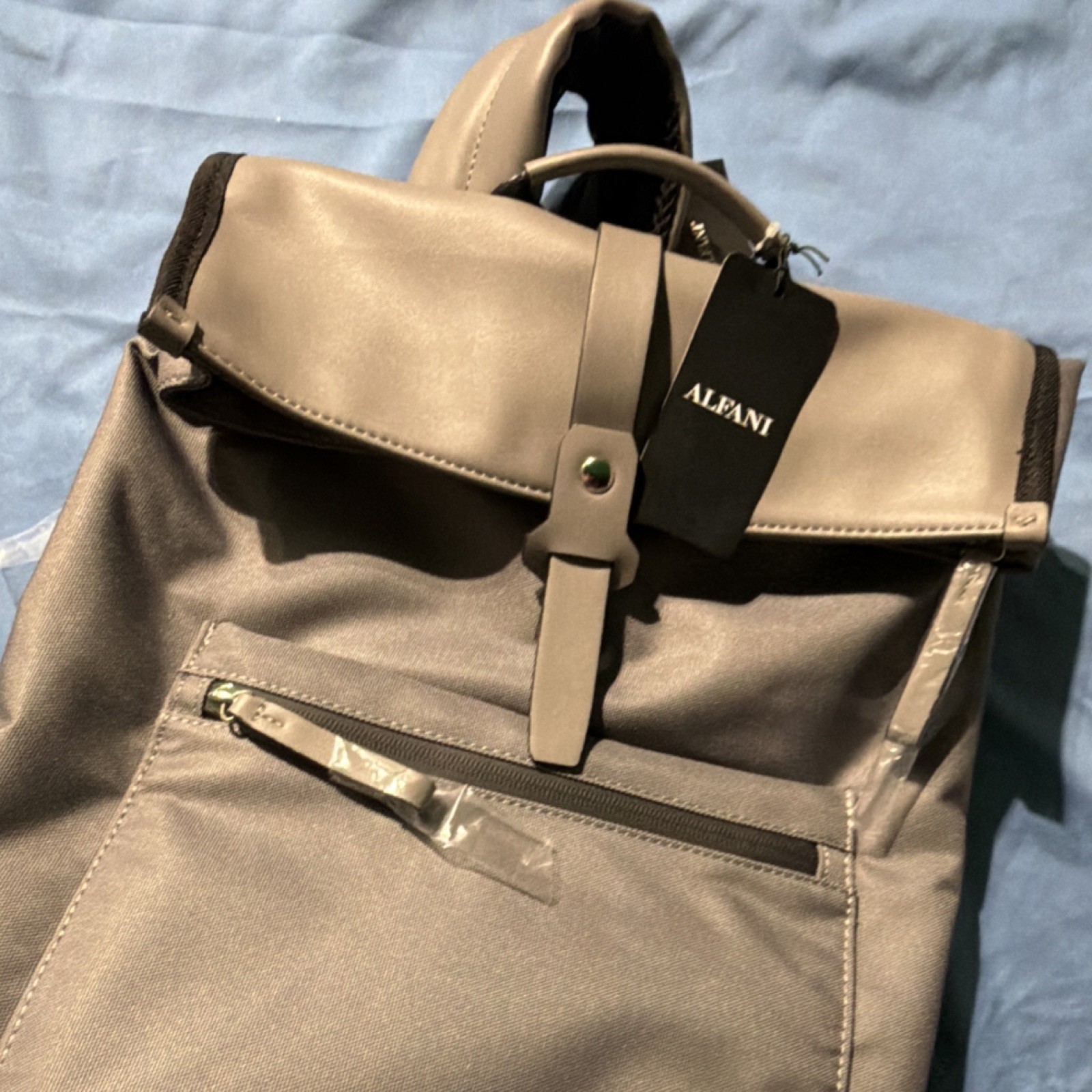 Alfani Gray Backpack Adjustable Straps Zip Pocket Buckle Closure Travel Bag