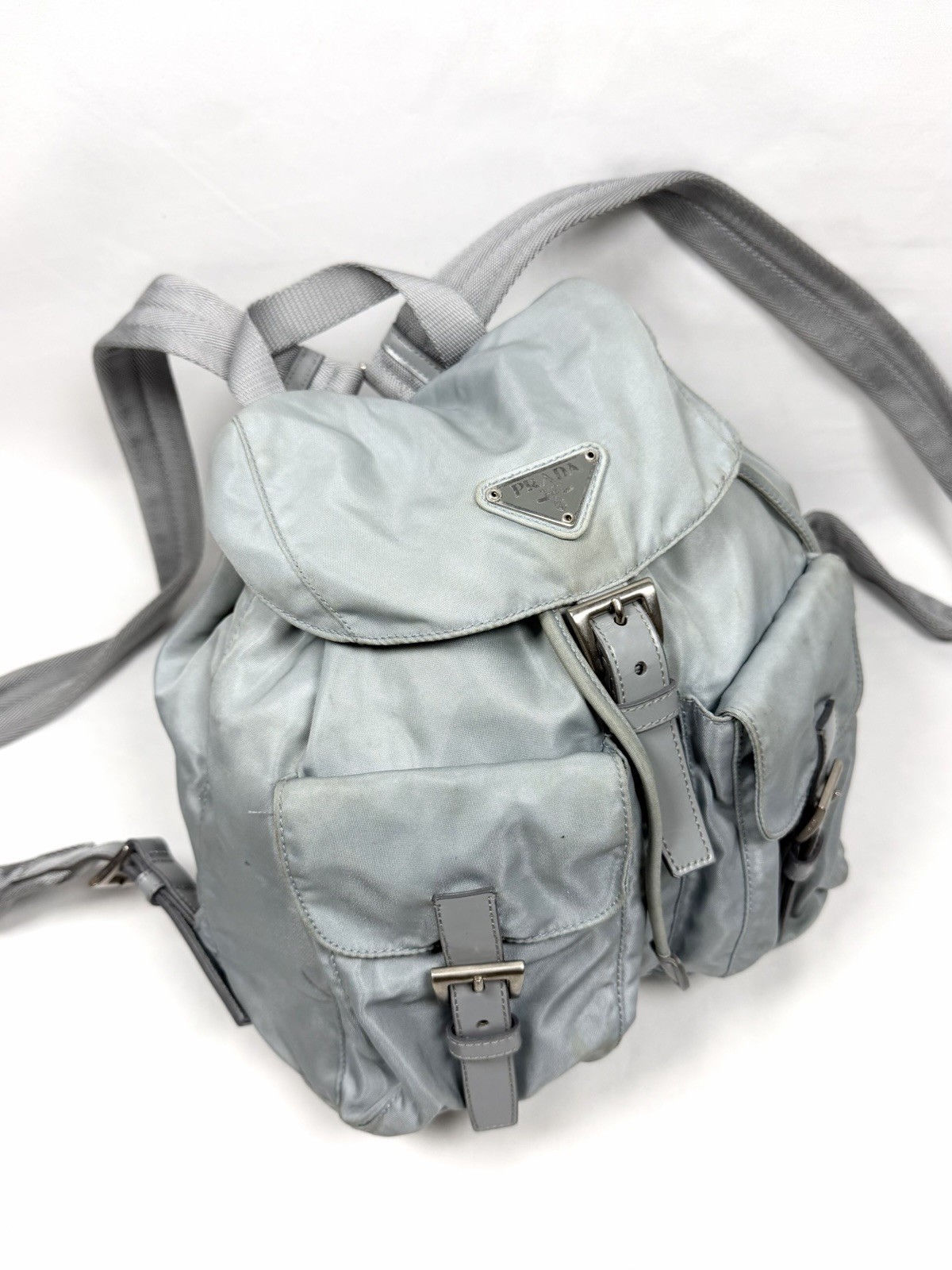 2000s Prada Milano ‘Lago’ Ice Blue Vela Nylon Backpack