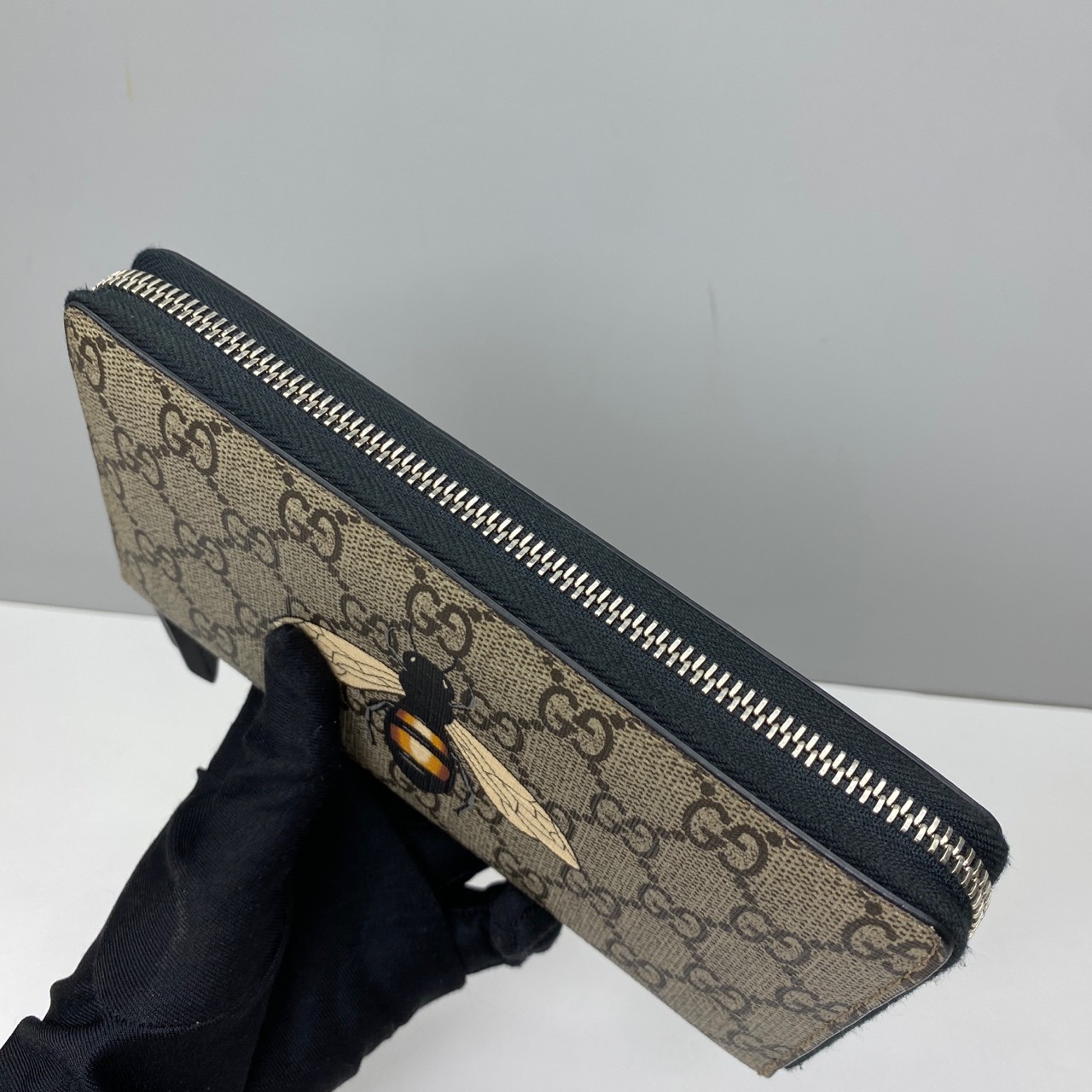 Gucci Pre-Owned Authentic Bee Wallet Monogram Canvas 19x10x3cm Free Shipping