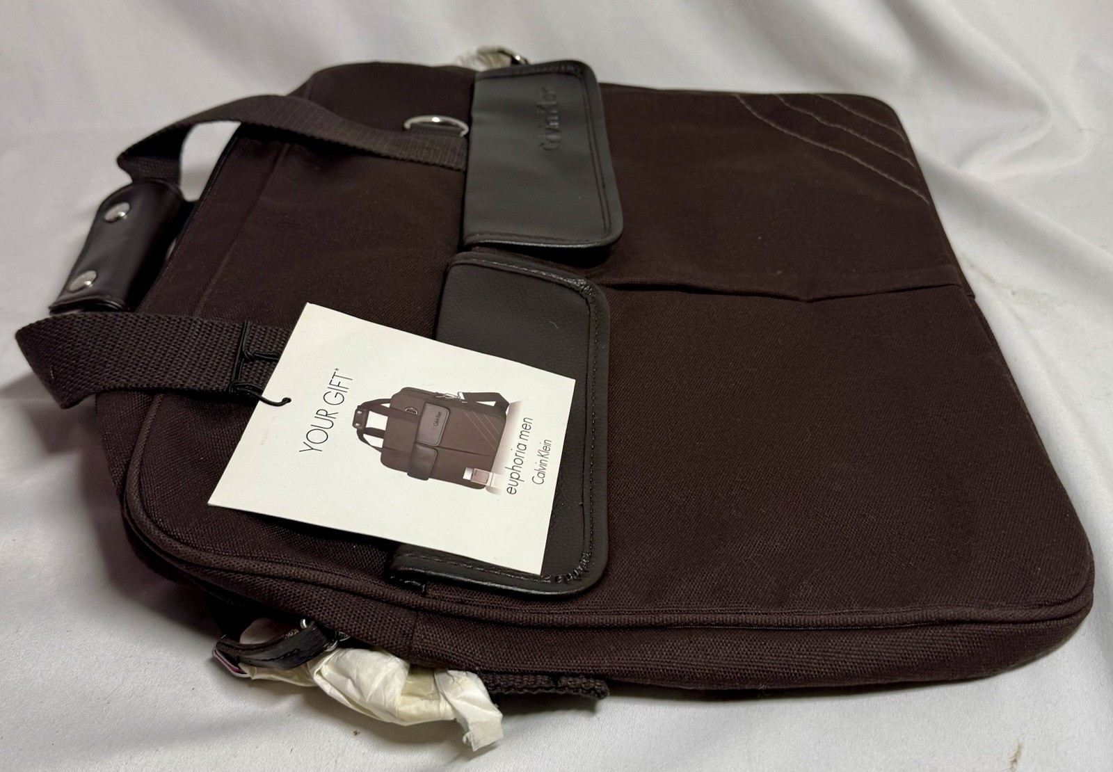 NEW w/ Tags – Calvin Klein Briefcase Laptop Work Bag Crossbody Canvas Black