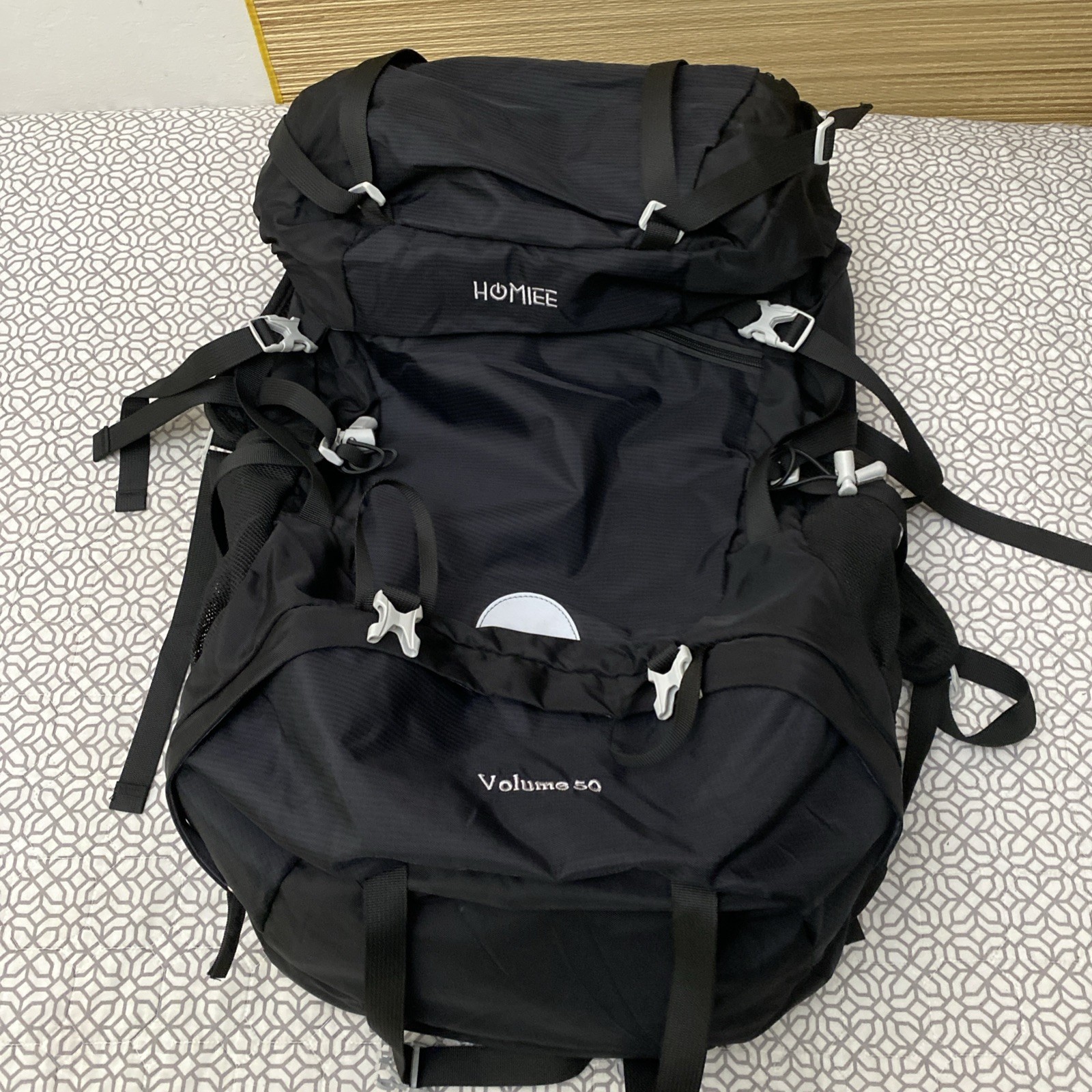 Other Brand Homiee Backpack Polyester Black Solid Trek Hike Camp