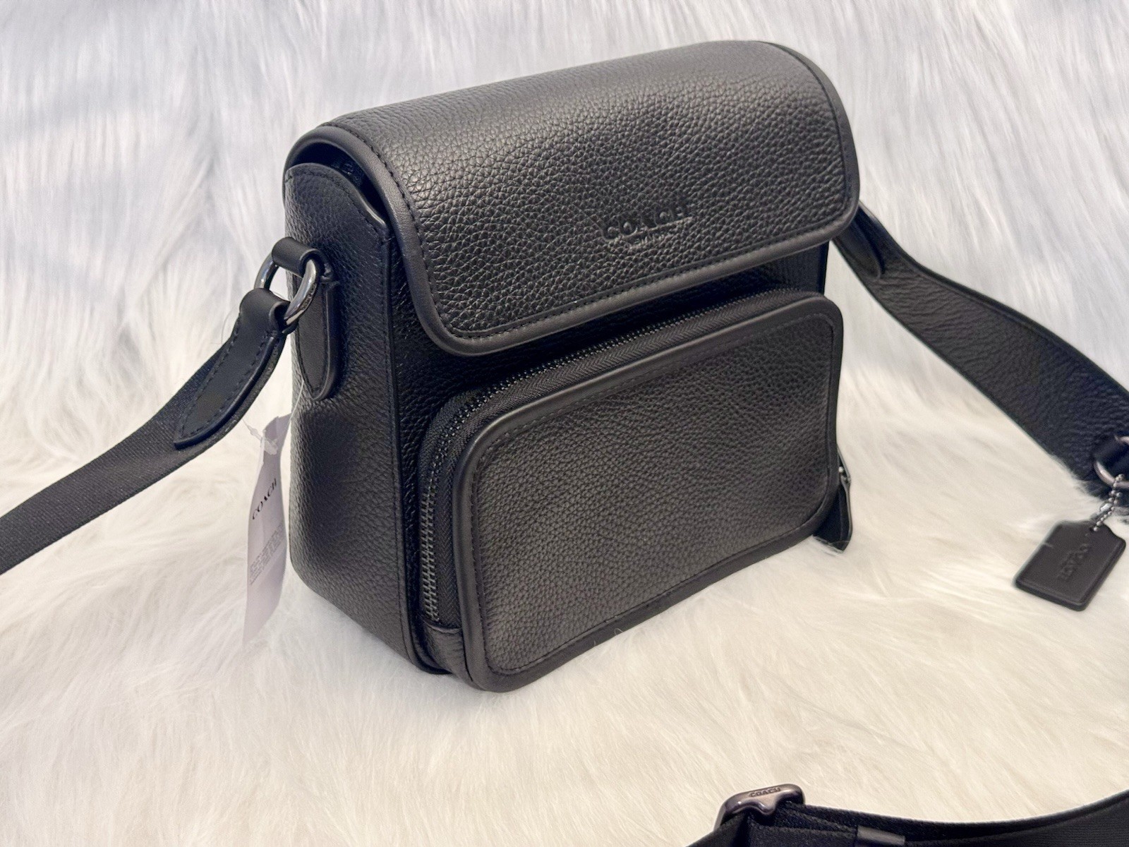 NWT Coach Men’s Sullivan Flap Crossbody In Leather Black CY800