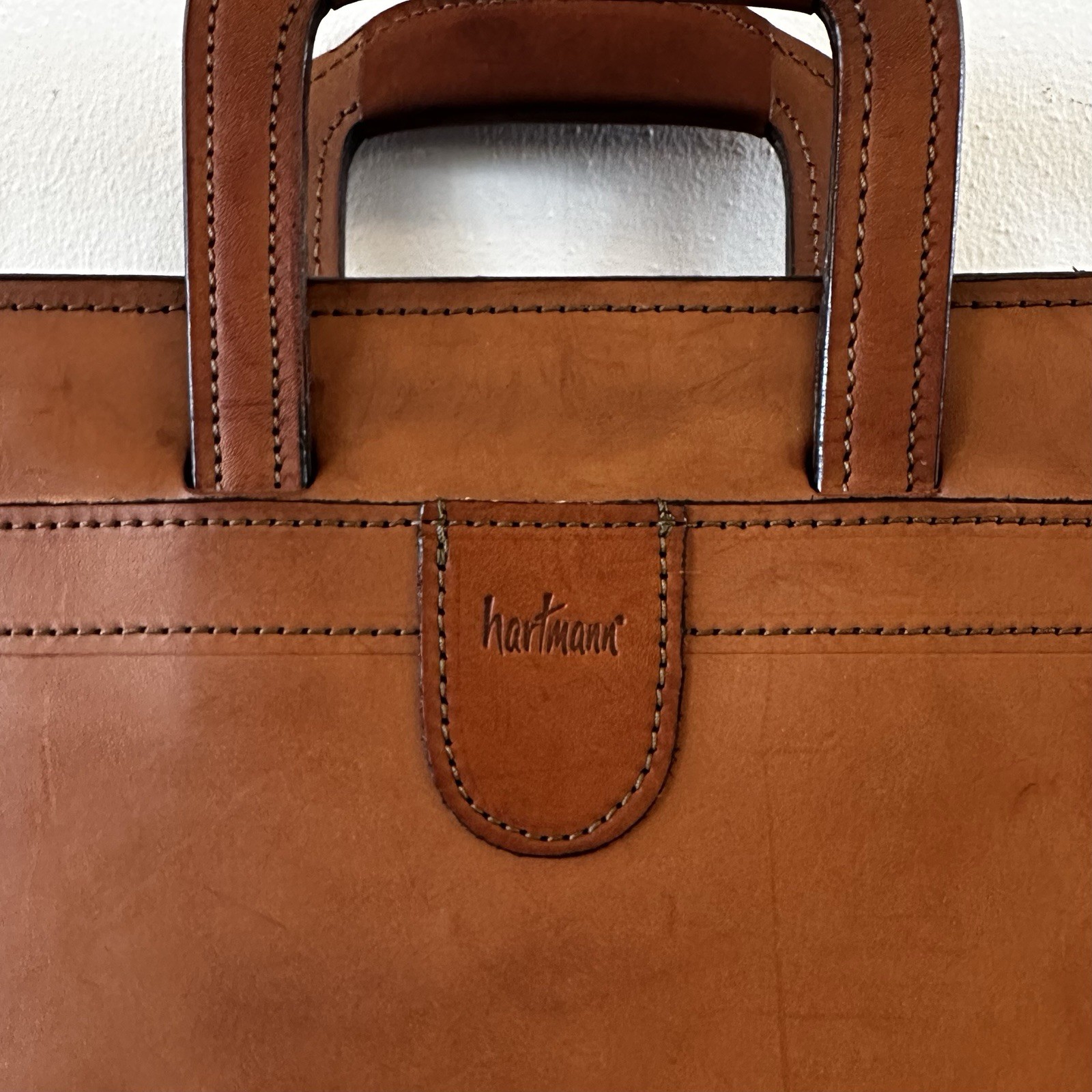 HARTMANN LEATHER ATTACHE PORTFOLIO BRIEFCASE Belting (Tan) Retractable Handles