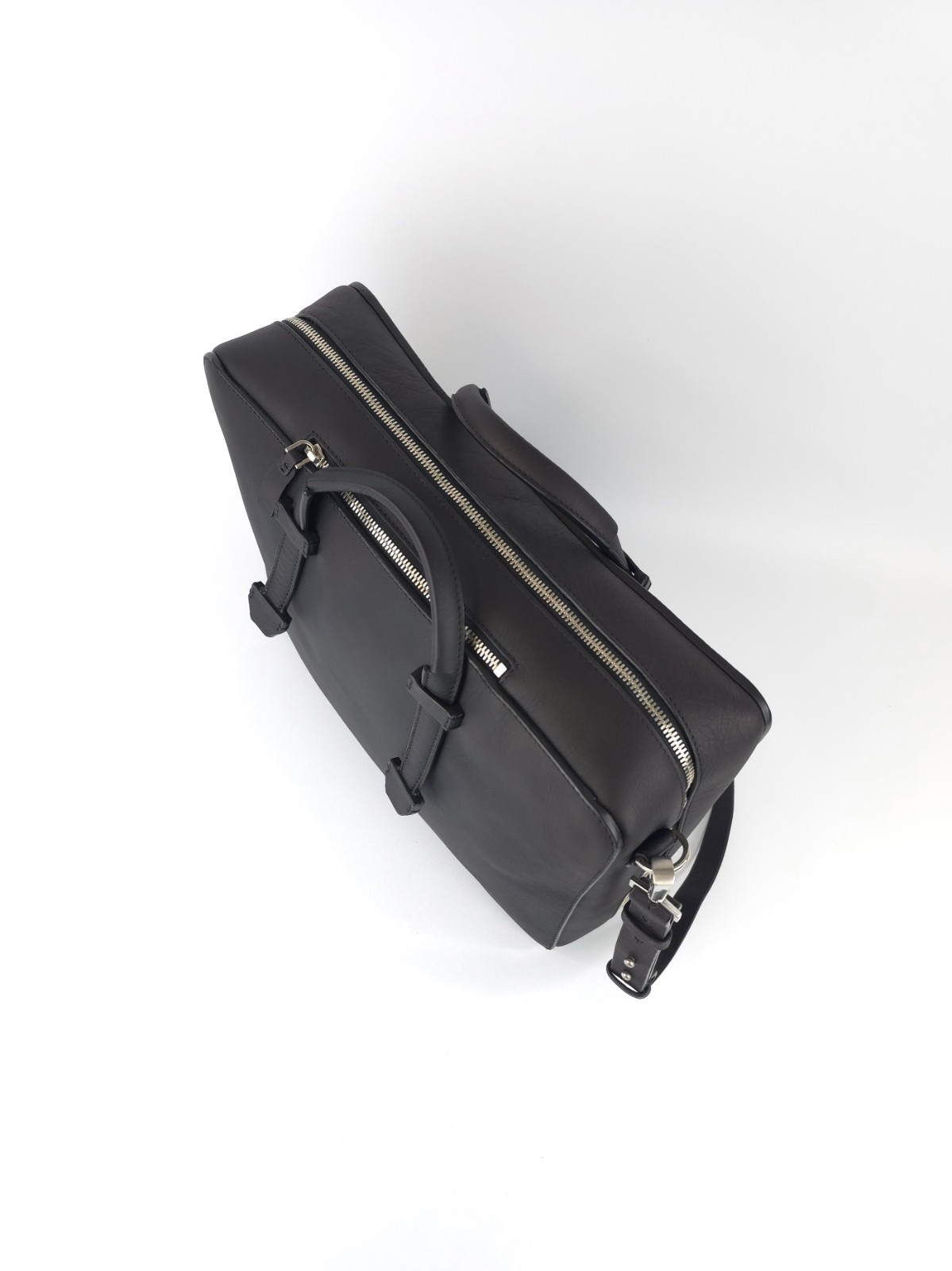 BONASTRE Leather Briefcase Shoulder Bag Black Made In Spain