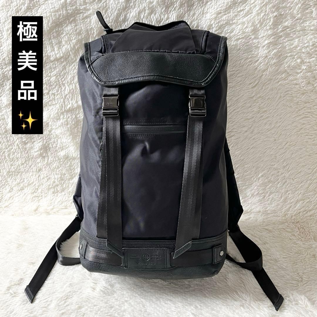 Master-piece Backpack Unisex Black Nylon Leather 15cm 30cm 50cm Excellent