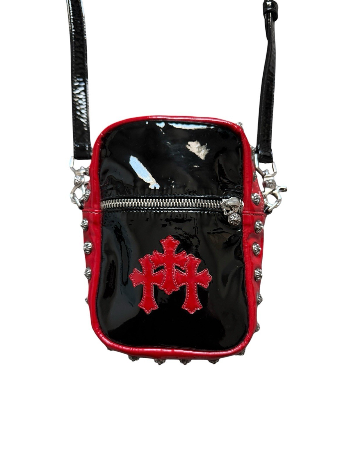 CHROME HEARTS TAKA MINI MESSENGER SIDE BAG PATENT LEATHER TRIPLE CROSS