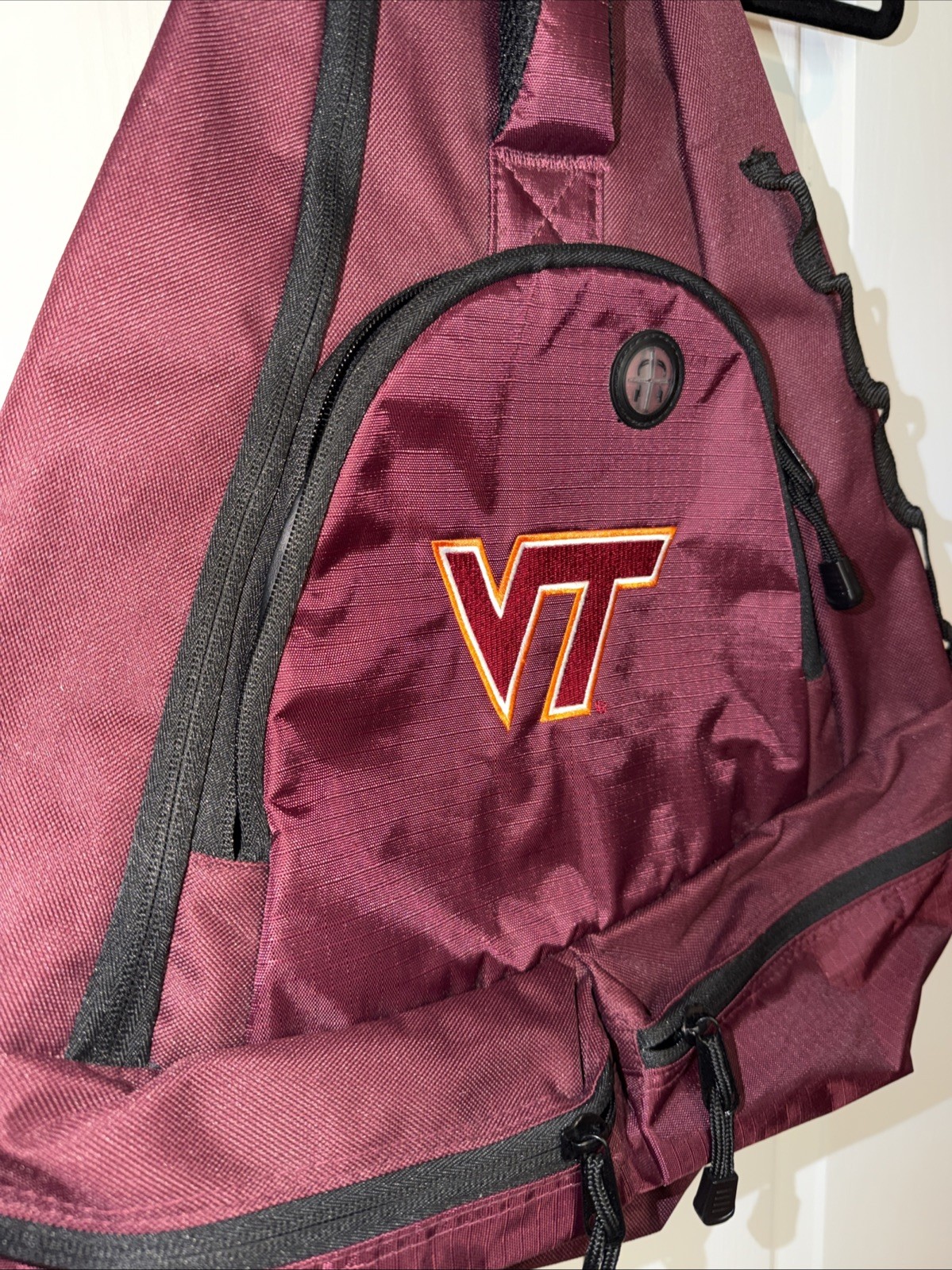 Virginia Tech VT Maroon Sling School Backpack Large Multiple Zip Pockets Unisex