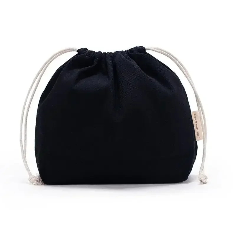 Cotton linen Drawstring Makeup Storage Bag Portable Structured Canvas Pouch Deli