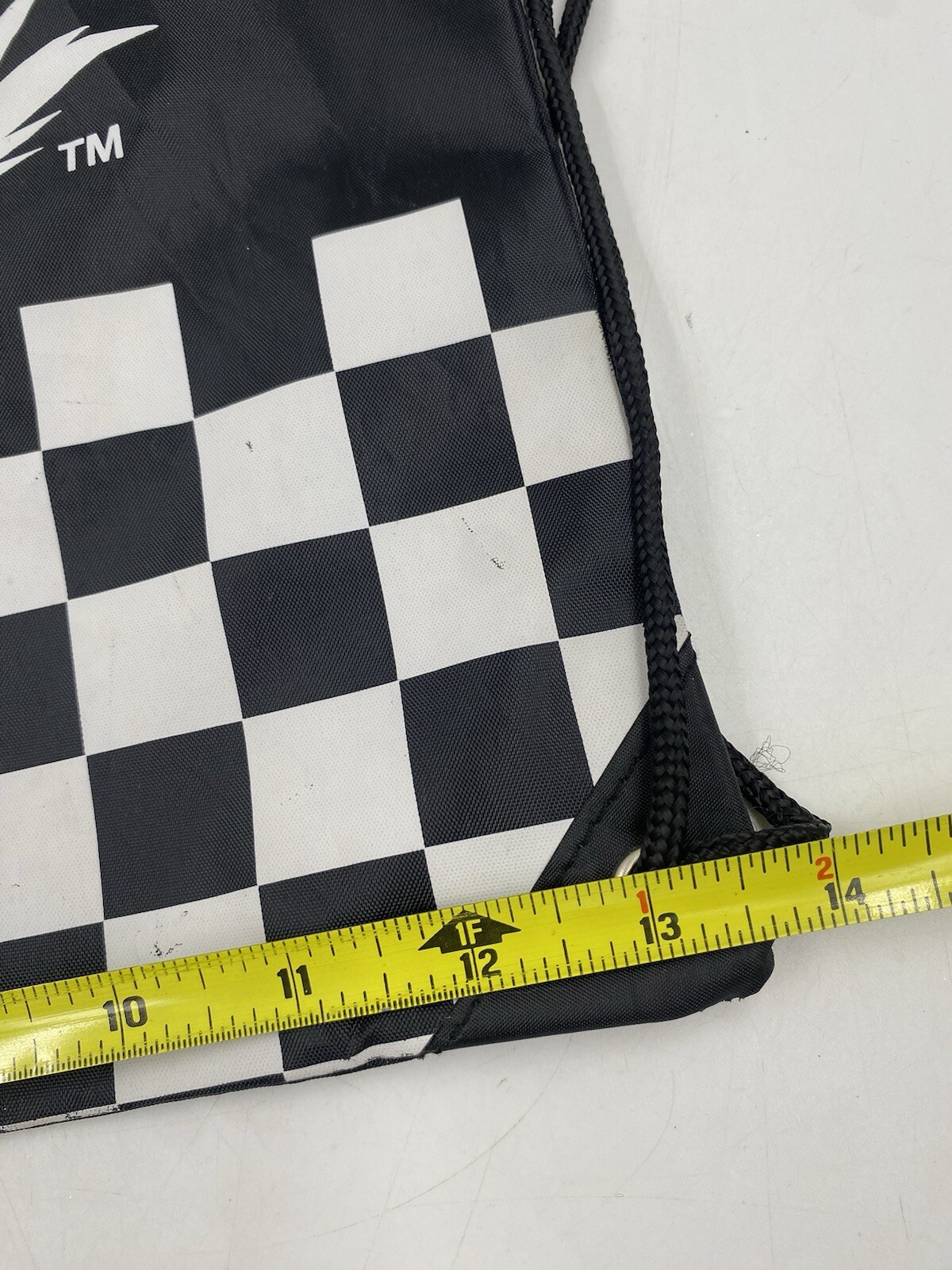 Snap-On Racing Black Nylon Cinch Top Backpack Bag Checkerboard and Logo