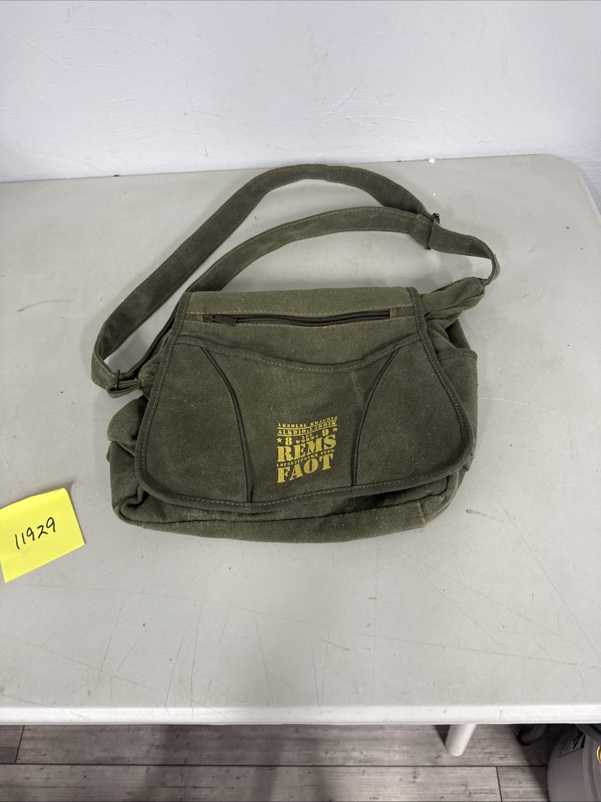 Vintage US Army Military Newspaper Messenger Bag Canvas Tote USA Used