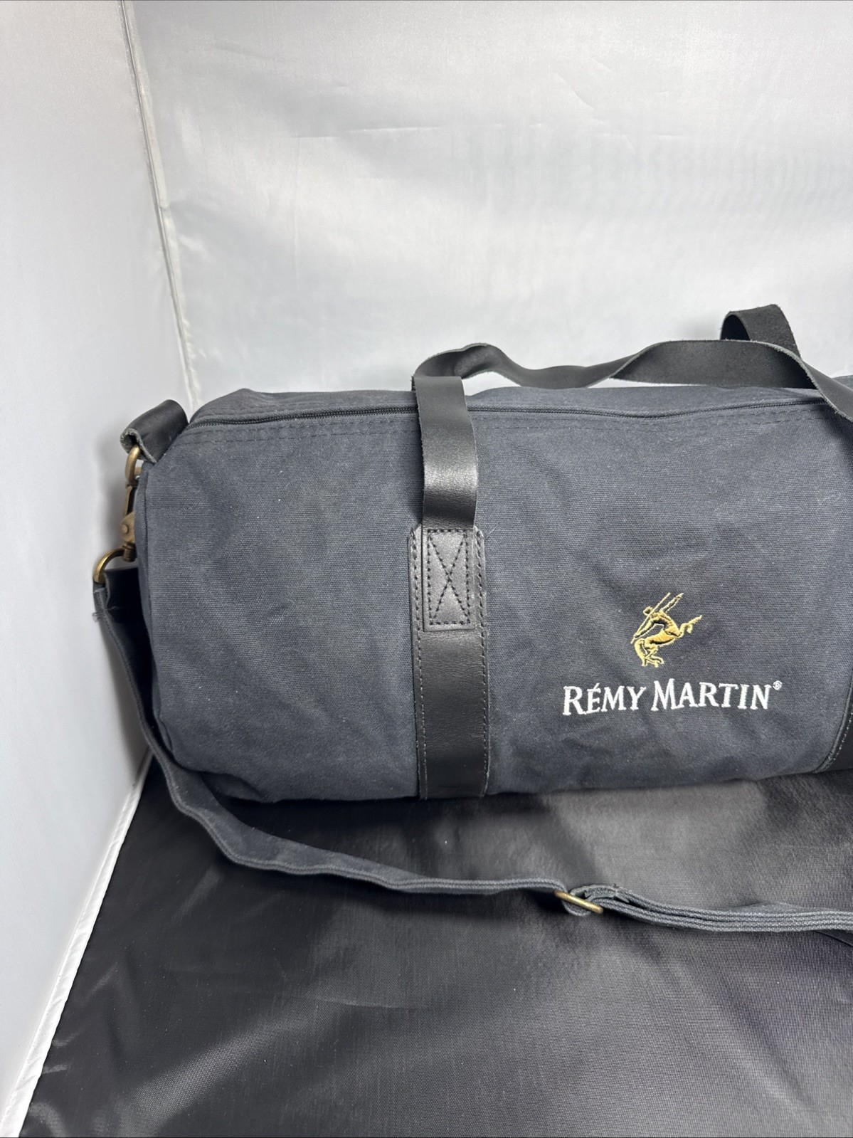 REMY MARTIN COGNAC Mens Duffel Bag Travel Tote Gym Canvas & Leather Collectible