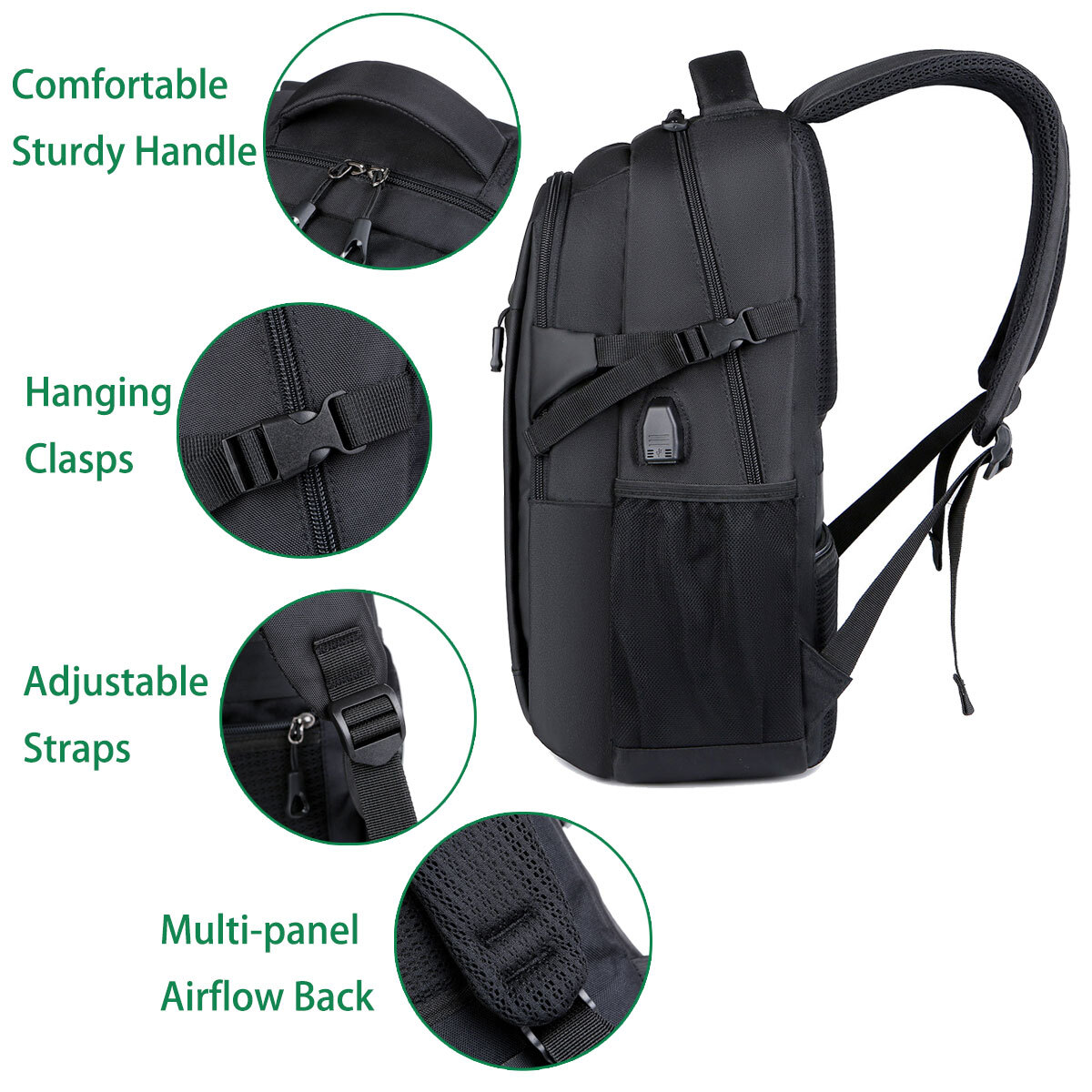 Men Women Backpack Travel Rucksack School 15.6″ Laptop Bag W/ USB Charging Port