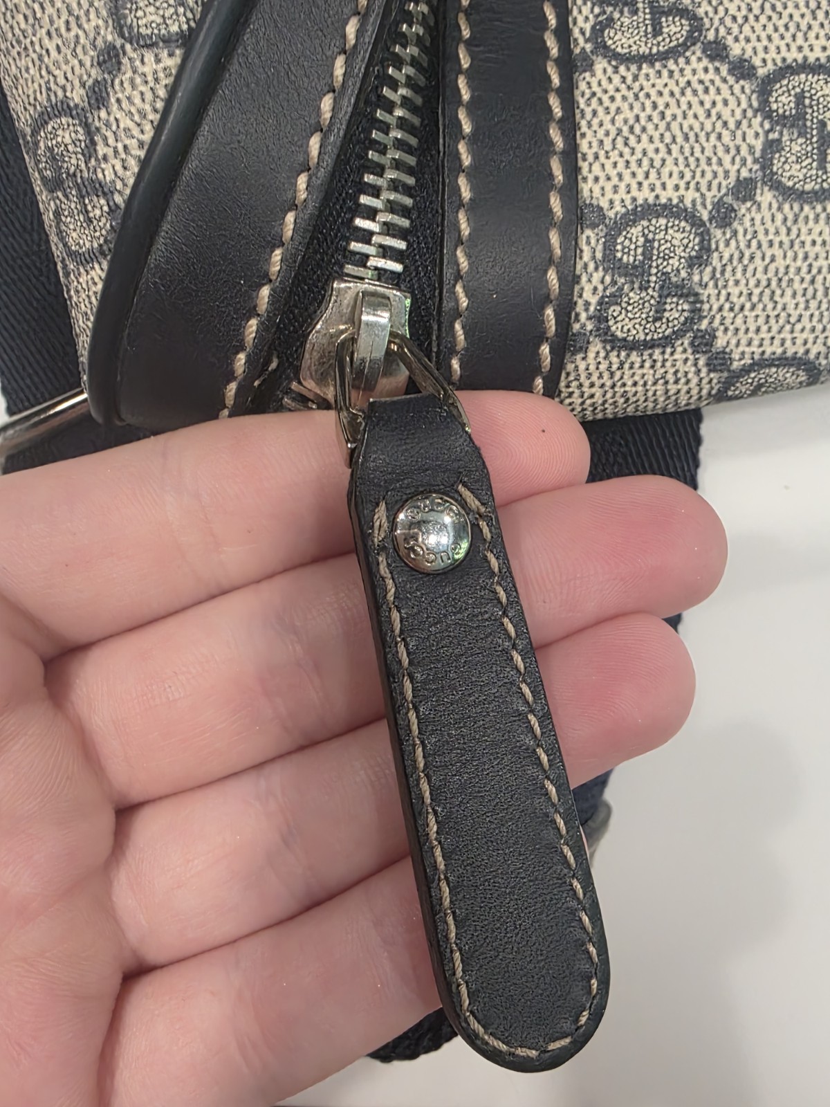 Auth Gucci GG Imprime PVC Leather Black Belt Bag