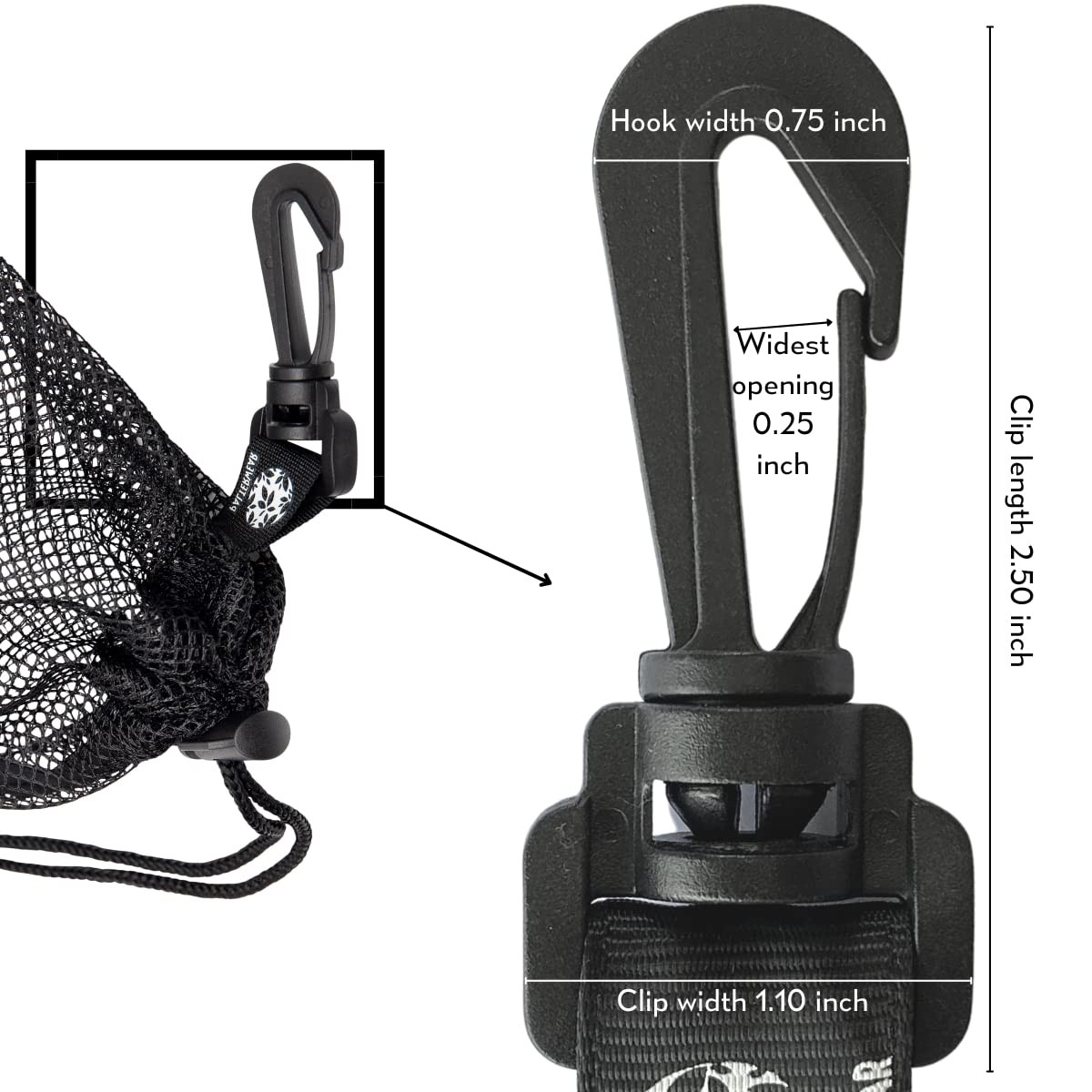 Mesh Bag with Clip and Toggle Closure (Set of 4, Black, 9 x 12 Inch) for Scub…
