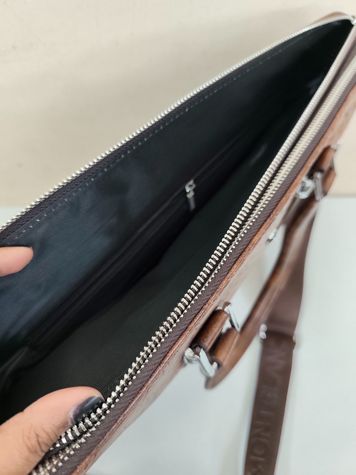 Montblanc Brown Color Leather Briefcase Laptop Bag| Adjustable Strap&Lightweight