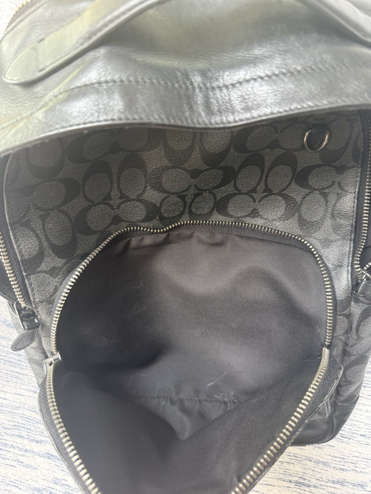 Coach Graham Black Leather Backpack Men’s Laptop Travel Bookbag