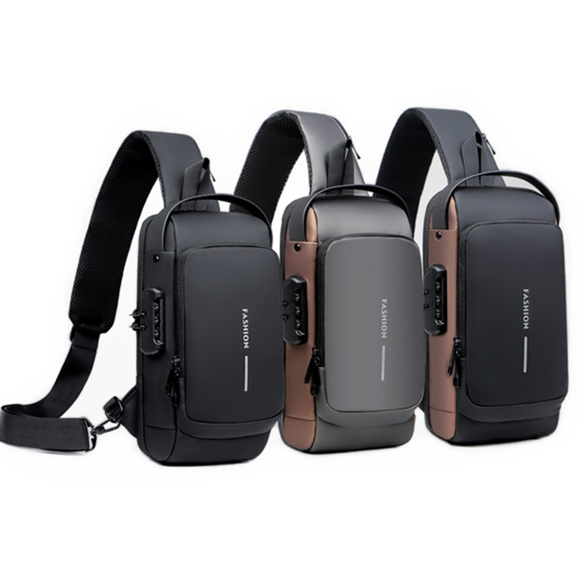 Password Lock Anti-theft Waterproof Oxford Cloth Shoulder Bag Chest Bag Backpack