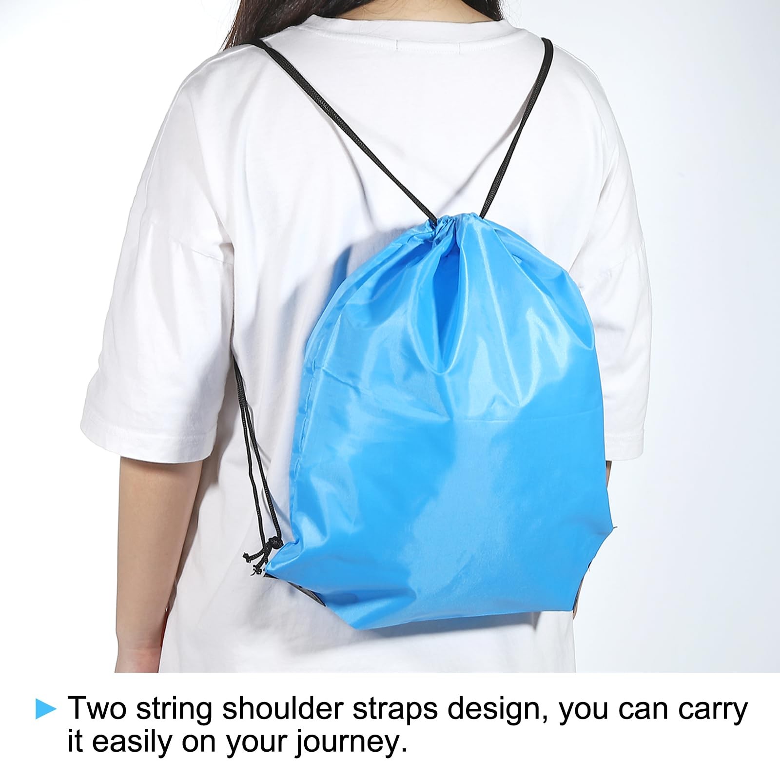 42x34cm Nylon Drawstring Bag, 10 Pack Storage Bulk Cinch Backpack Sack for Gy…