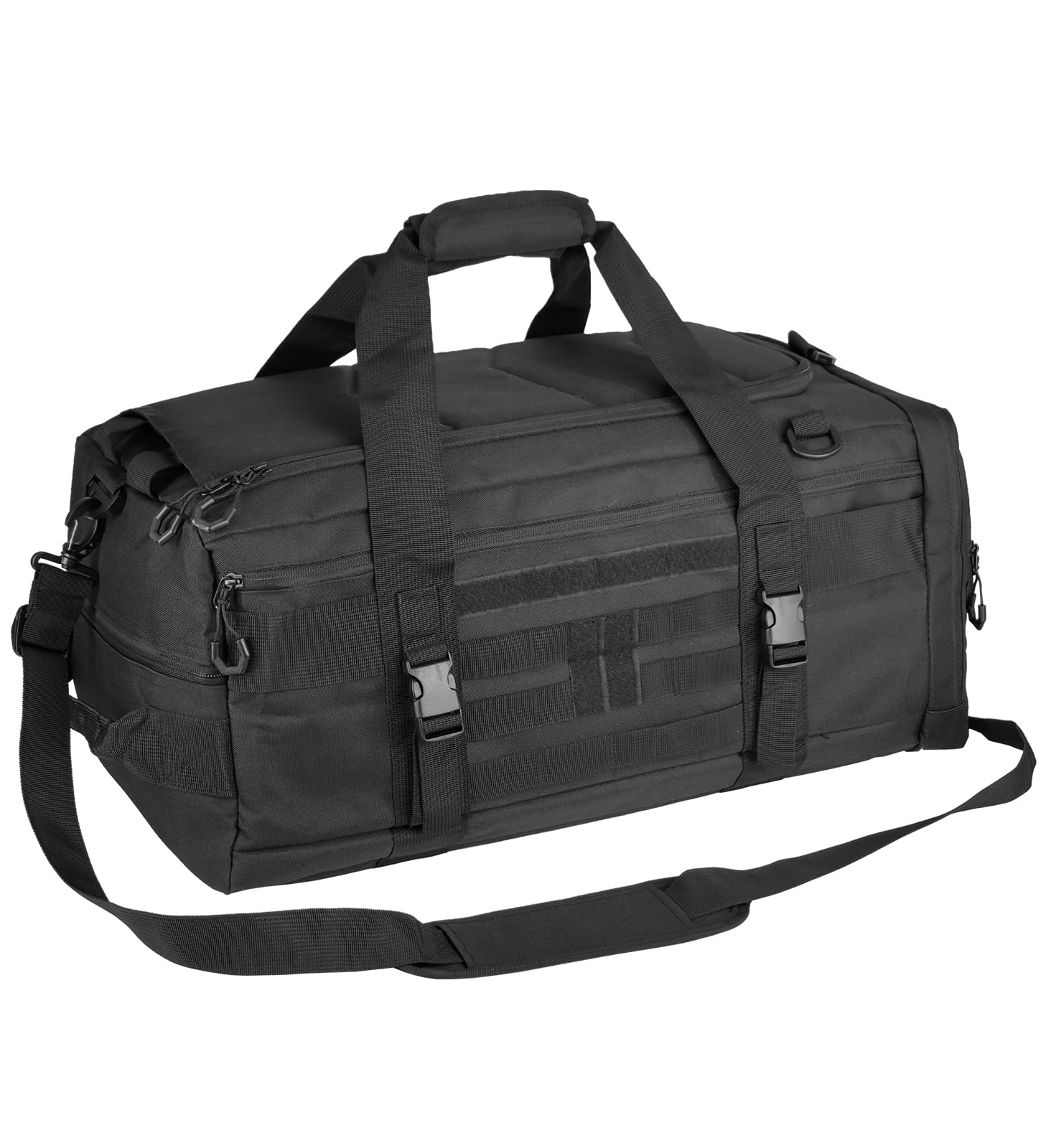 50L Large Duffle Bag Black – 3-in-1 Tactical Backpack MOLLE Pack