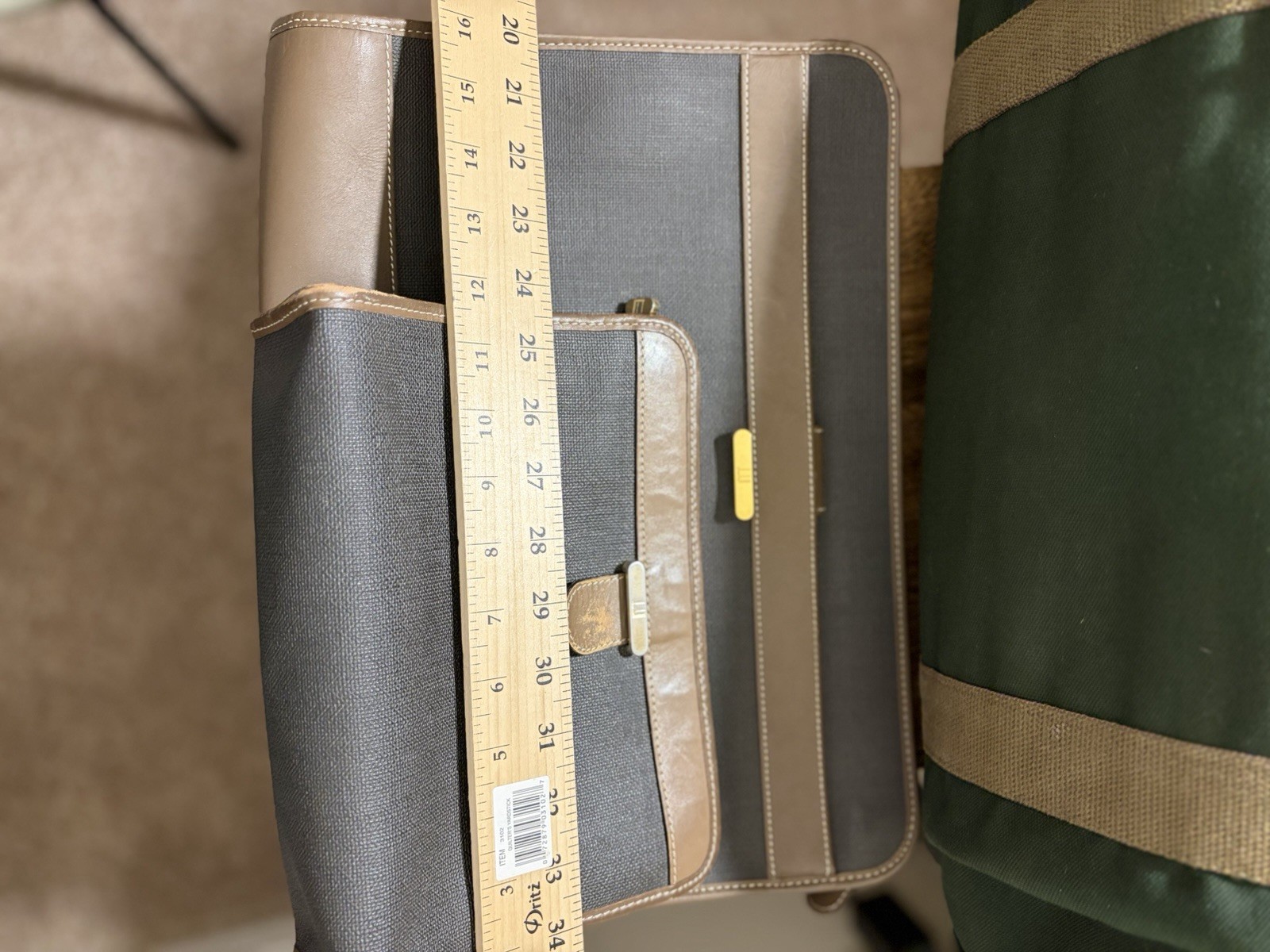 3-Piece Set Dunhill Brown Coated Leather Tote + Clutch + Laptop Travel Case Bags