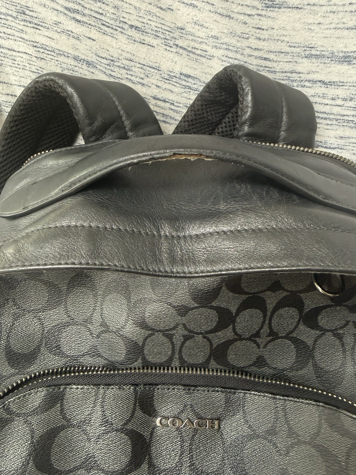 Coach Graham Black Leather Backpack Men’s Laptop Travel Bookbag