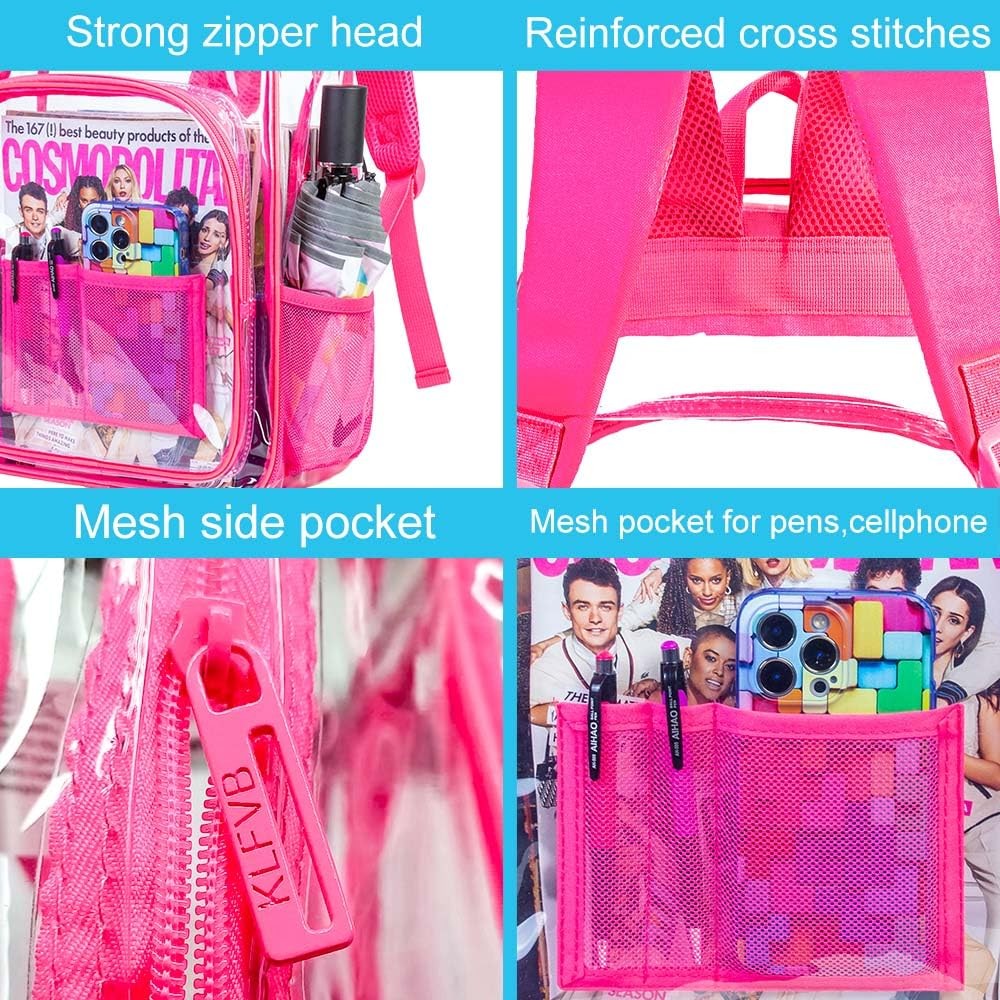 Clear Backpack Heavy Duty Transparent Bookbag See Through PVC Womens Mens