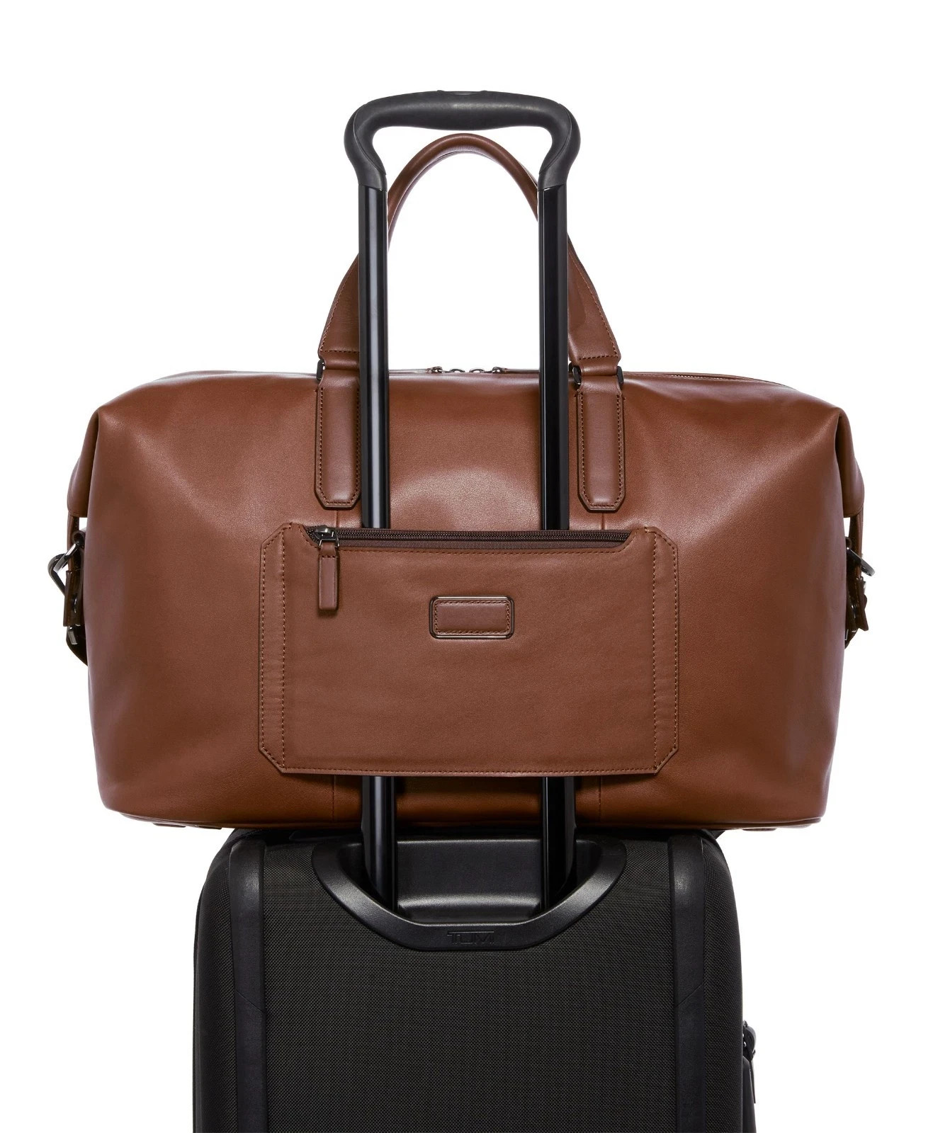 TUMI Harrison Nelson Duffel Cognac Leather Gunmetal Hardware NEW