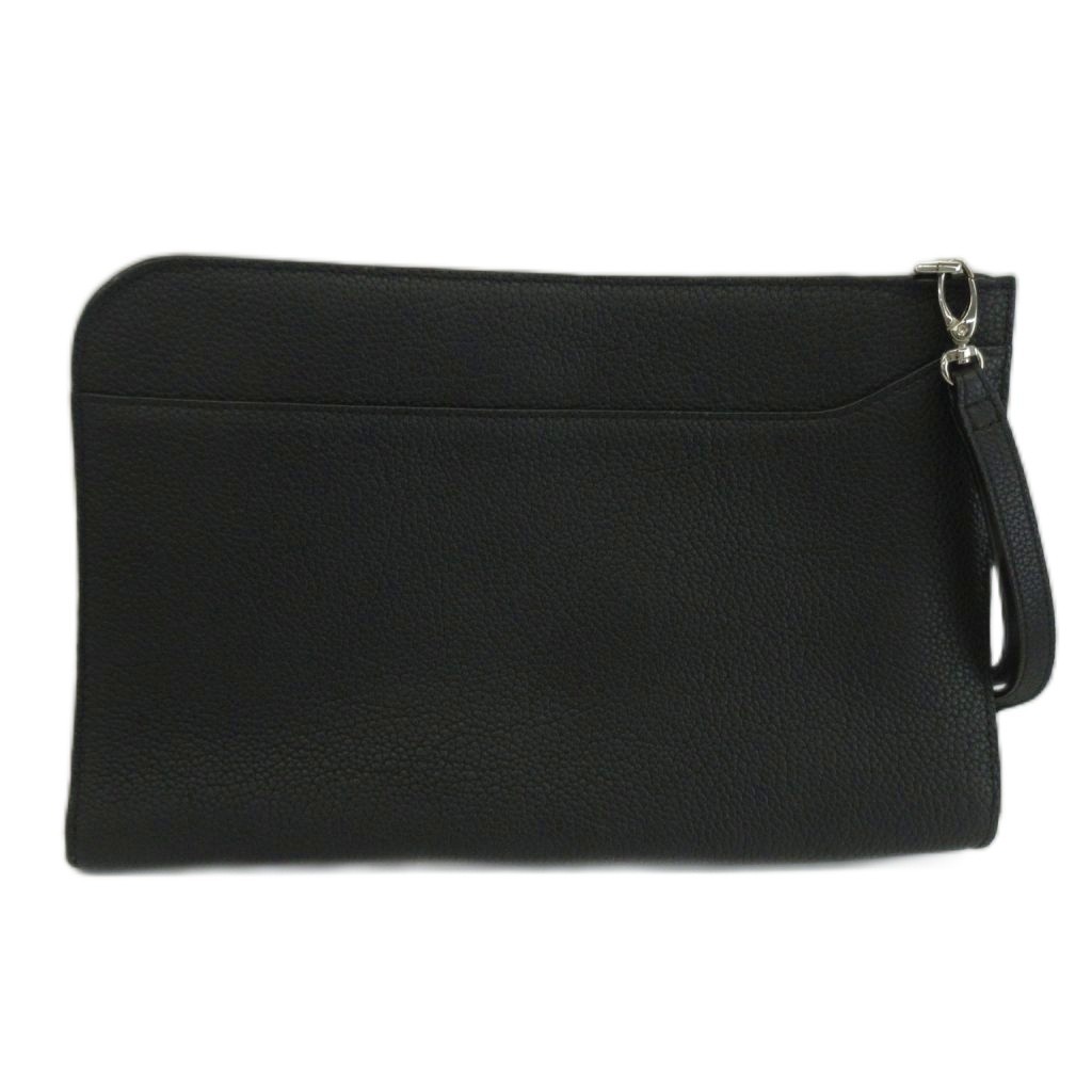Takeo Kikuchi Leather Men’s Clutch Bag Black 6.9×10.8in Excellent Condition