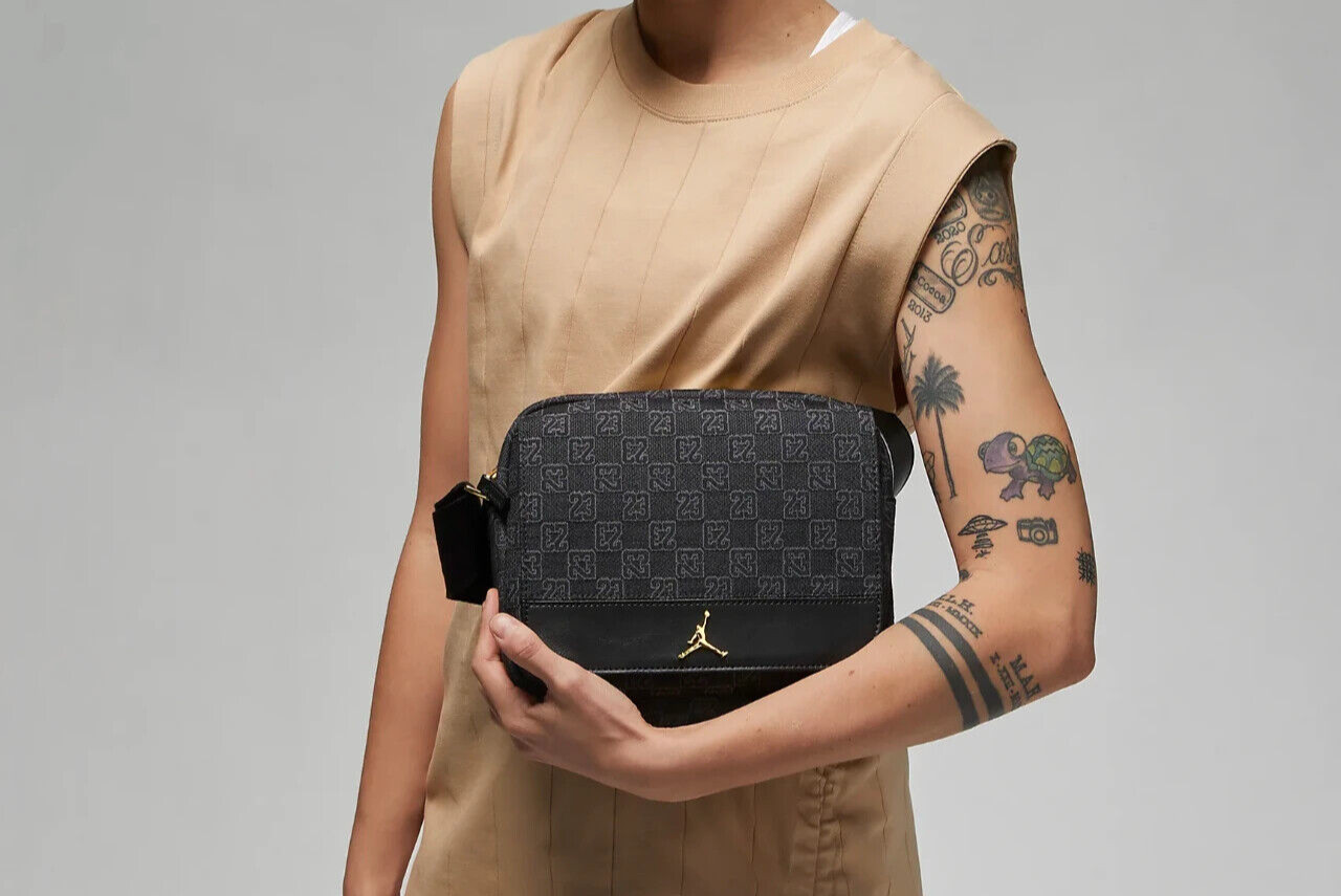 Nike Air Jordan Monogram Crossbody Bag Black GOLD OVO Jumpman Jacquard LIMITED