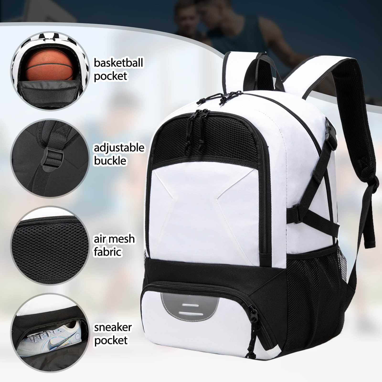 RTRYALN Basketball Backpack – Large Sports Equipment Bag with Ball Holder & S…