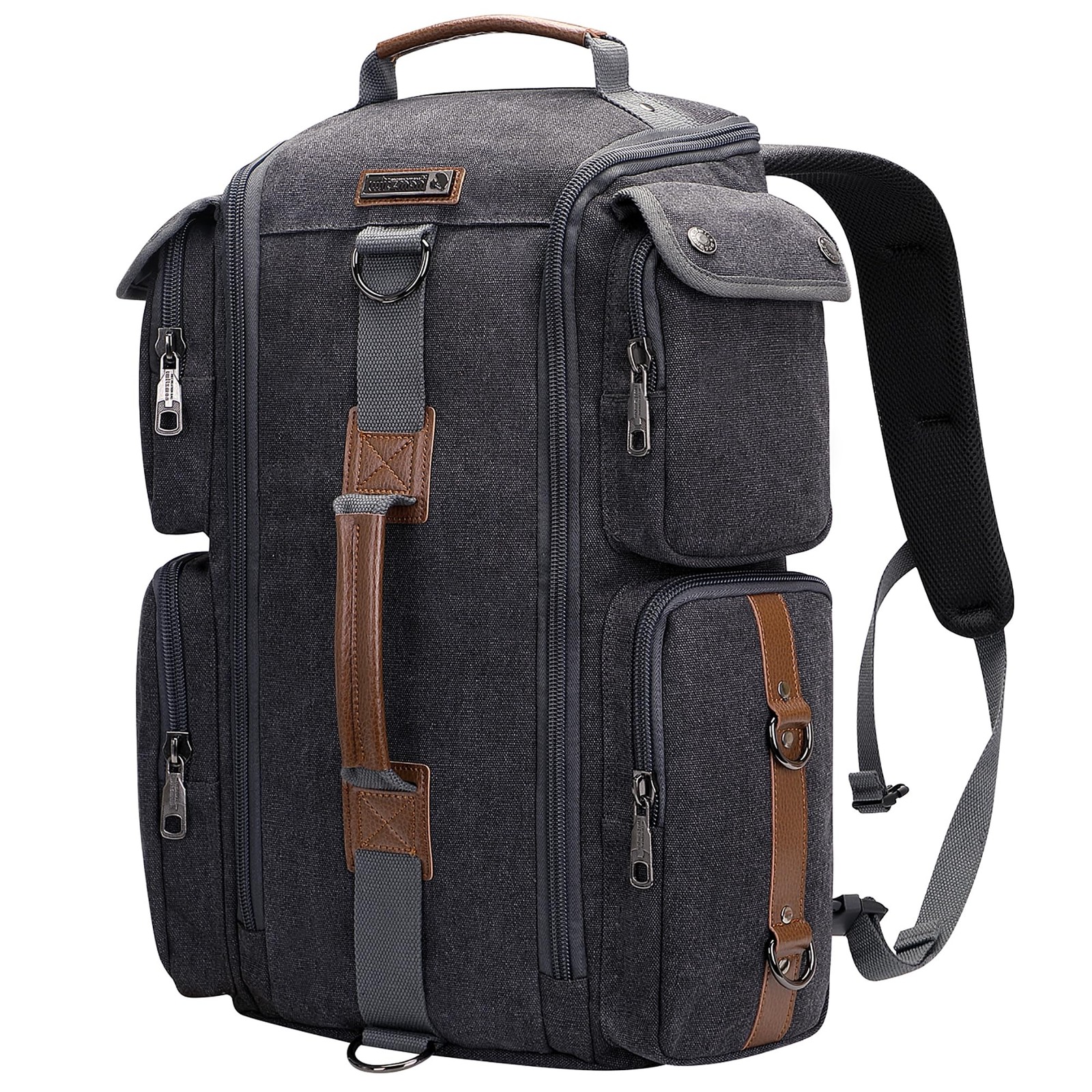 Travel Backpack for Men & Women, Canvas Duffel Bag Fits 17″ Laptop, Black