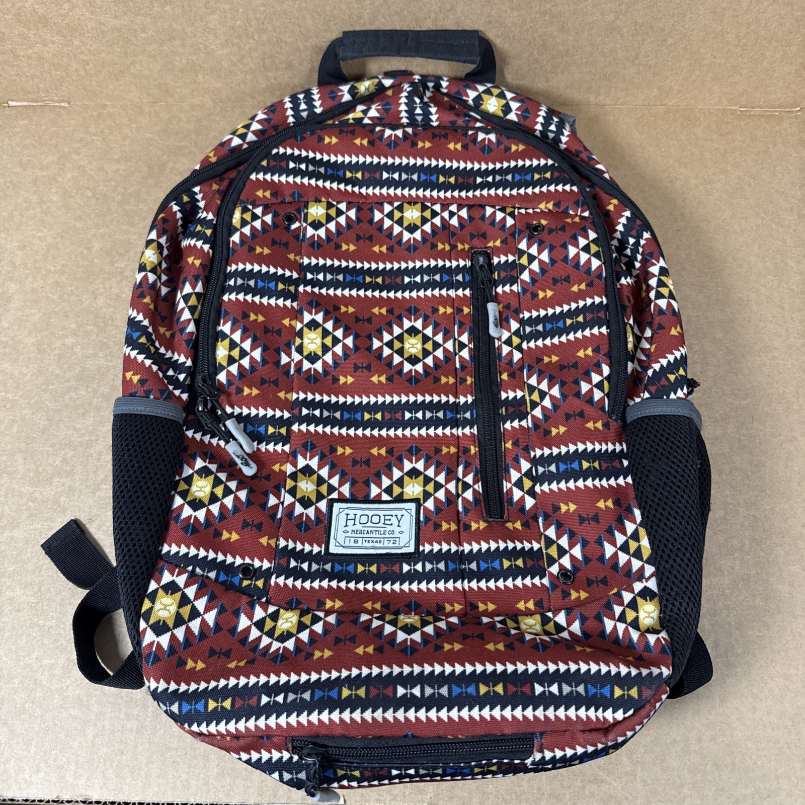 HOOEY Backpack Black with Front Aztec Hipster Trendy