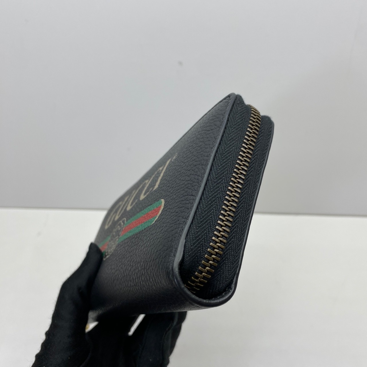 Gucci Pre-Owned Authentic GUCCI PRINT Zip Around Wallet Black 19x10cm