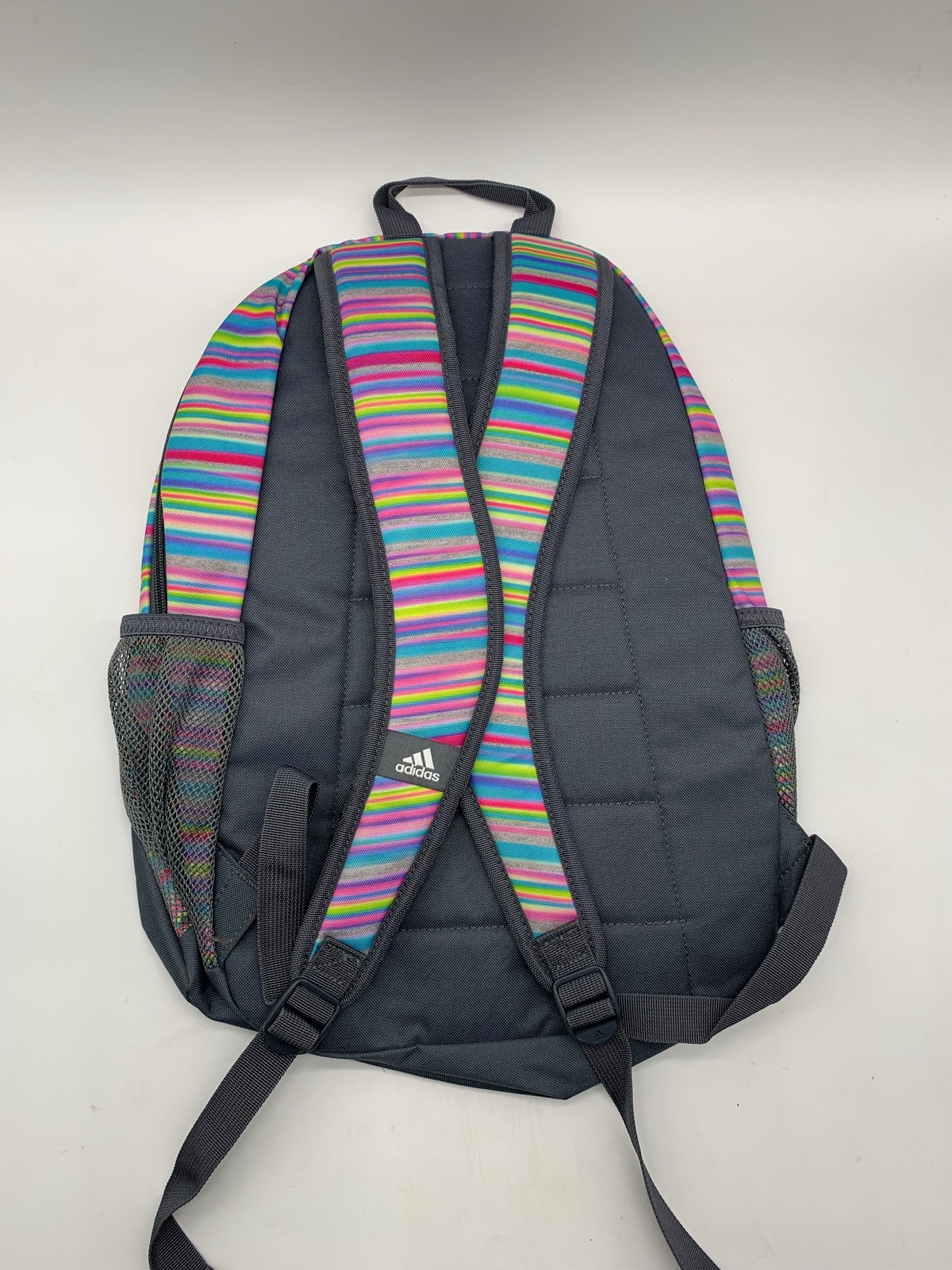 Adidas Backpack Unisex One Size Striped Multicolor Gray School Laptop Bag New