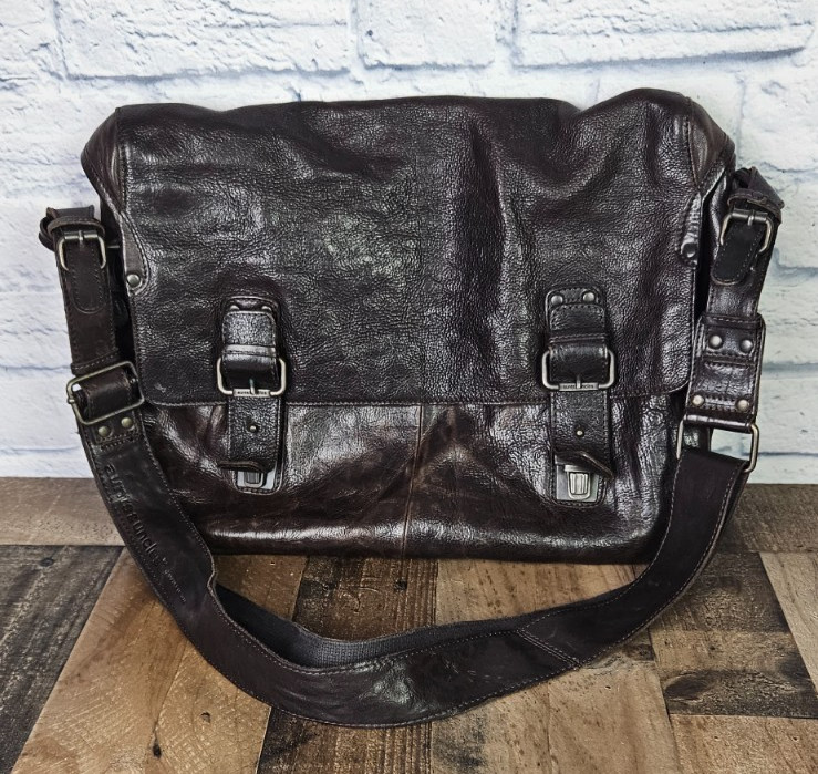 Aunts & Uncles Crossbody Messenger Brown Leather Bag Anchor EUC