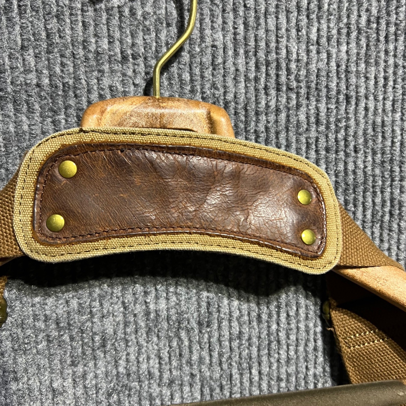 SC Cotton Messenger Bag Mens Large Tan Canvas Leather Trim Tactical Satchel