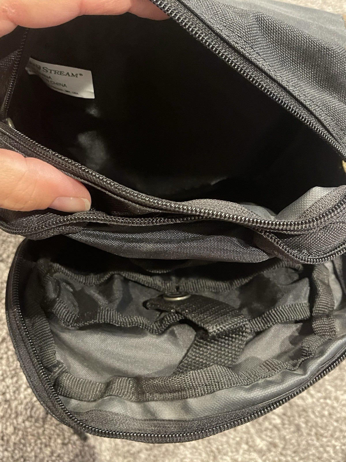 Field & Stream Black Canvas Shoulder Bag Leather Trim Fishing Outdoor Utility
