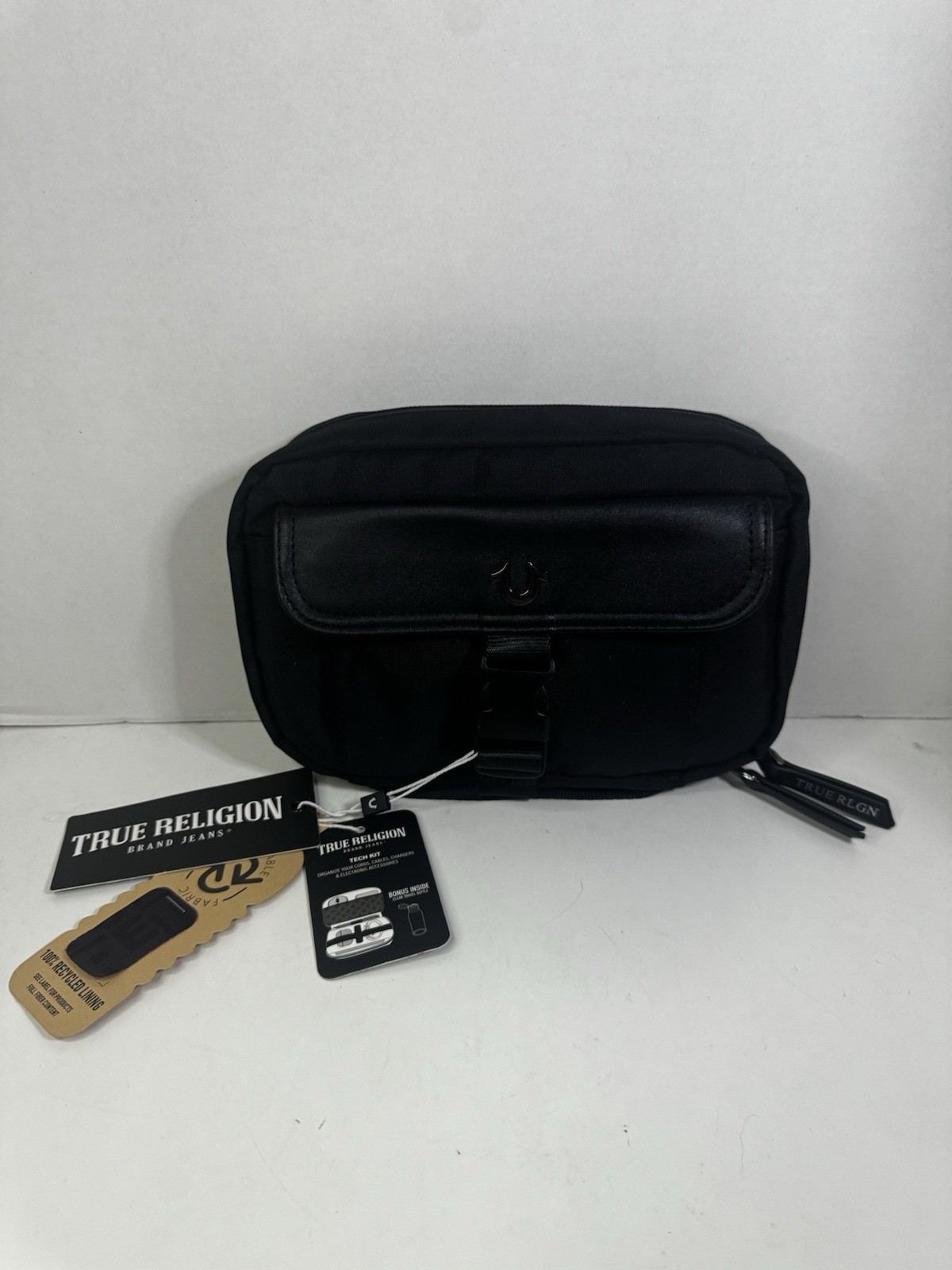 True Religion Tech Kit Small Travel Cable Toiletry Bag Black NWT NEW RARE
