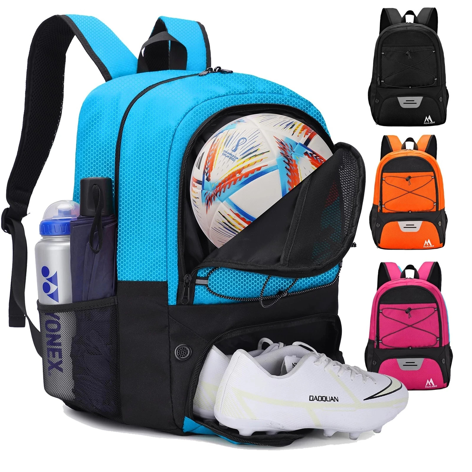 Multi-Sport Backpack with Ball Compartment for Soccer Basketball Volleyball