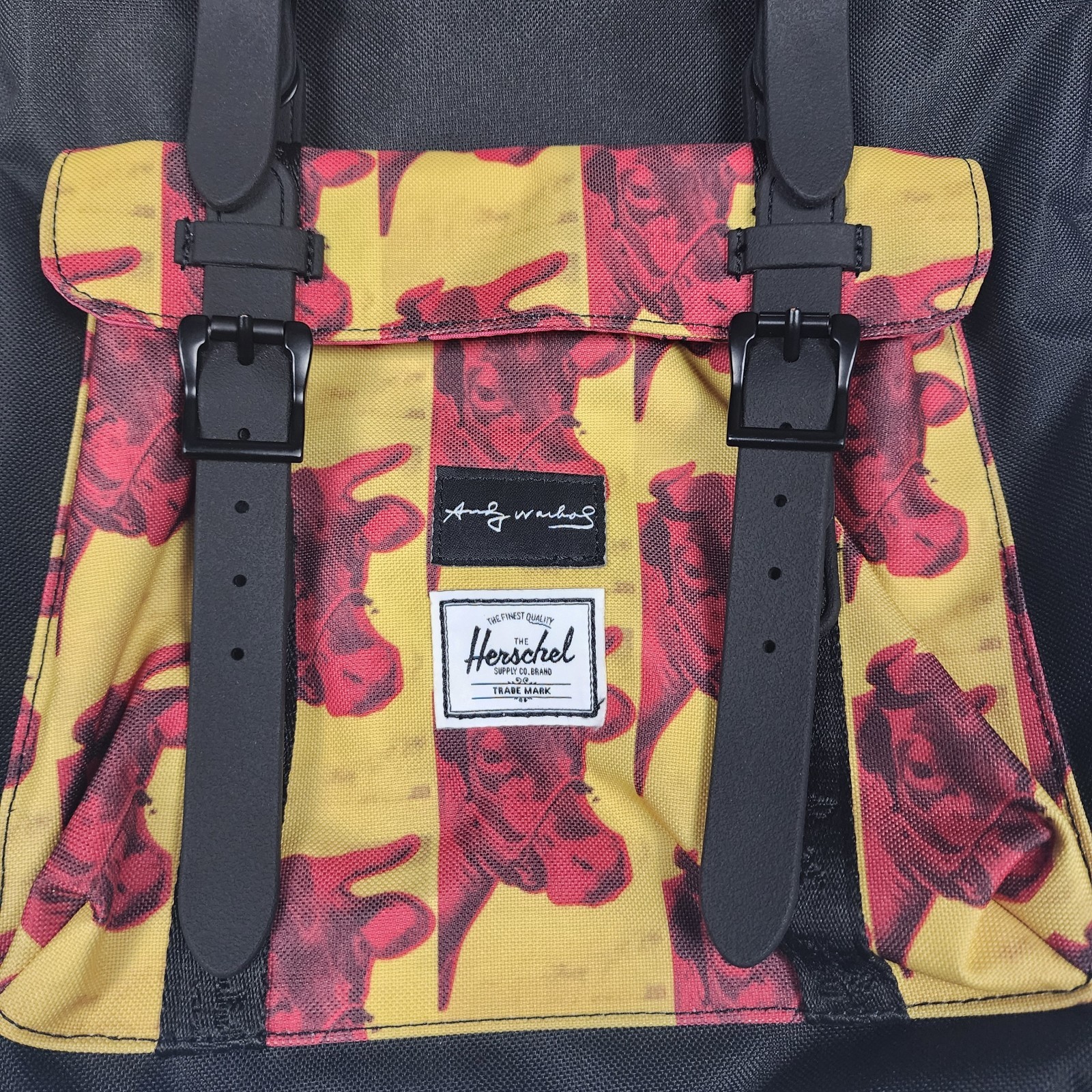 Herschel Andy Warhol Little America Backpack Black Floral Print Laptop Bag