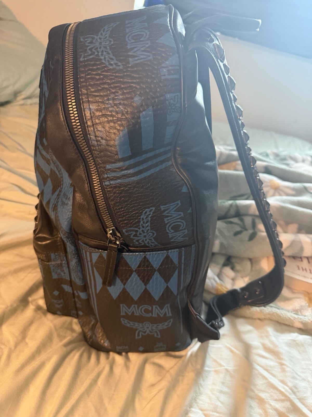 MCM Rare Stark Baroque Print Backpack Munich Blue