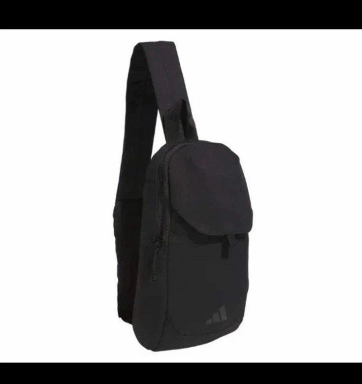 Adidas Essentials Sling Crossbody Bag Multi Pocket Black Travel NEW