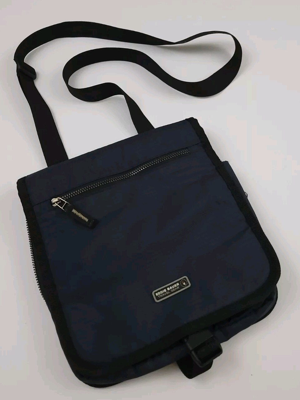 Vintage Eddie Bauer Travel Gear Navy Ripstop Side Shoulder Bag Tech Outdoors USA